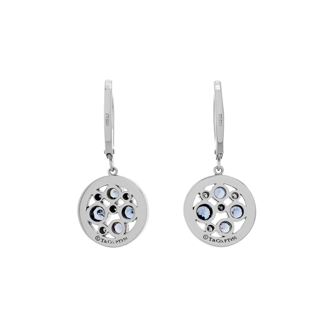 Tiffany & Co. Platinum Diamond Sapphire Cobblestone Earrings - Image 2