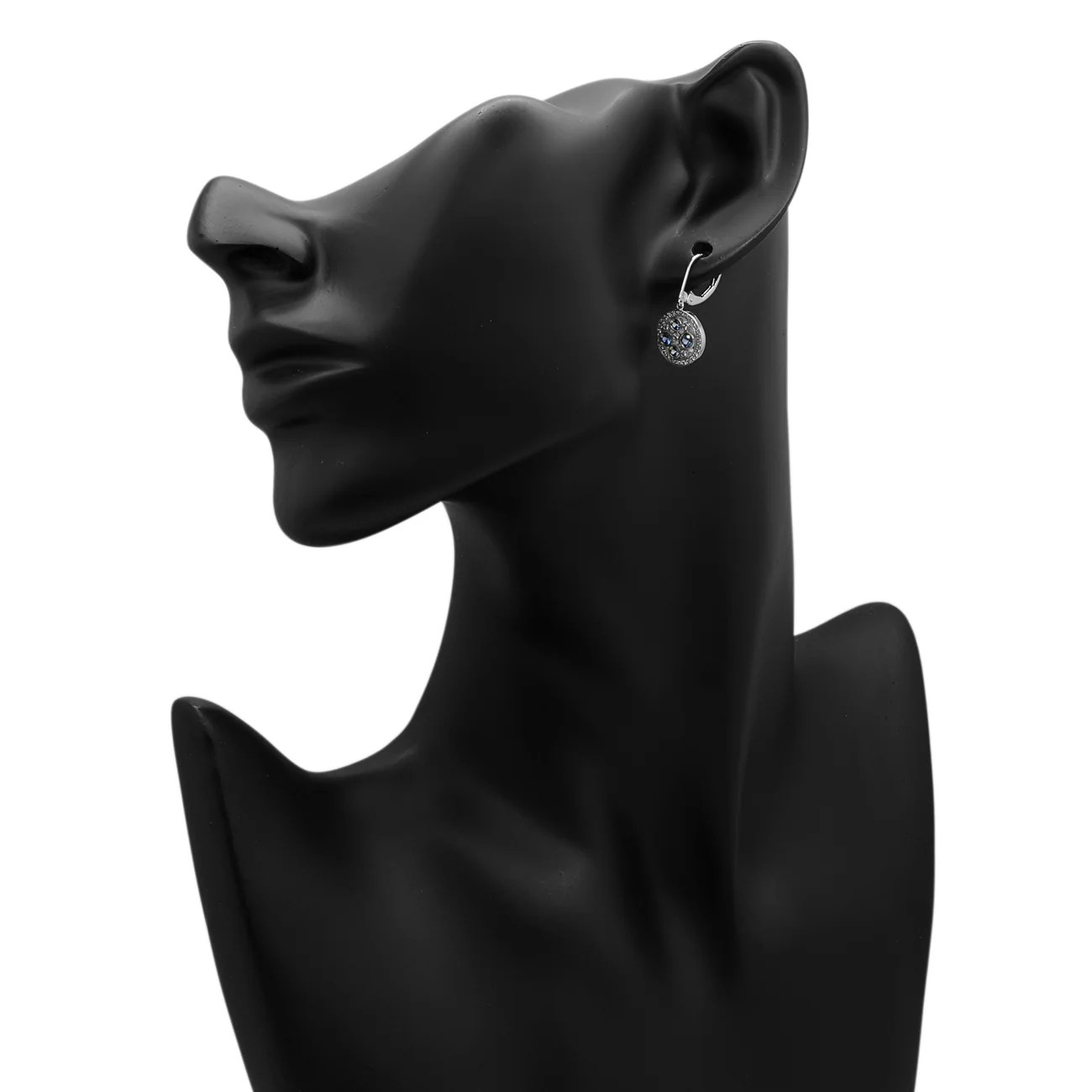 Tiffany & Co. Platinum Diamond Sapphire Cobblestone Earrings - Image 3