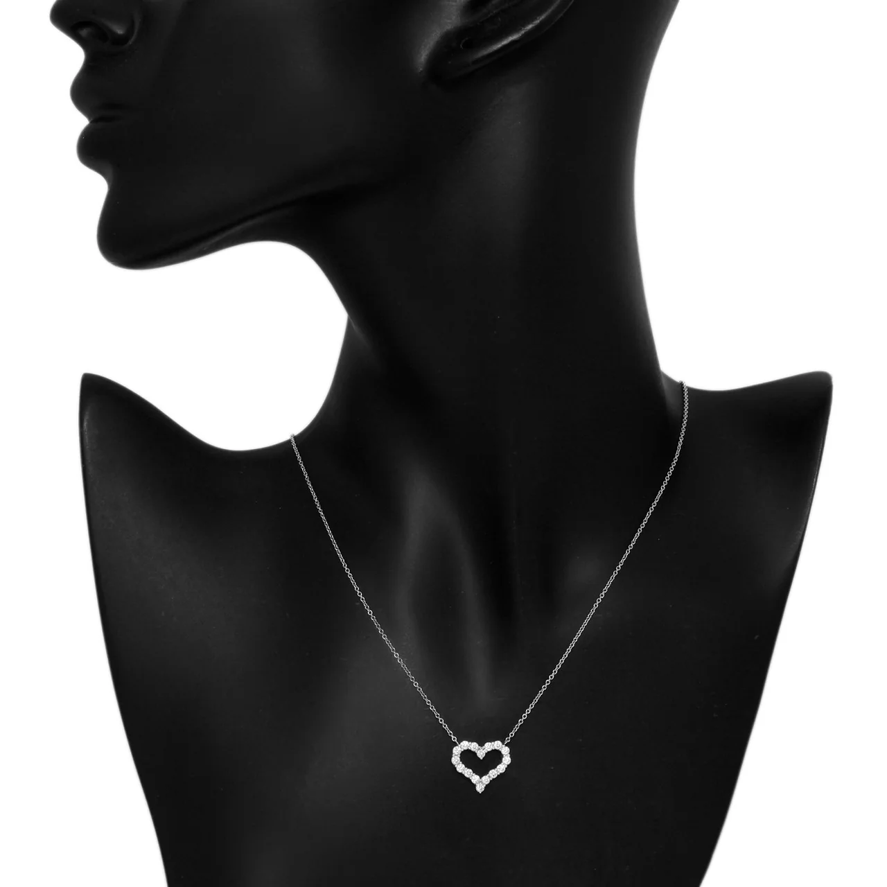Tiffany & Co. Platinum & Diamond  Small  Hearts Pendant - Image 5
