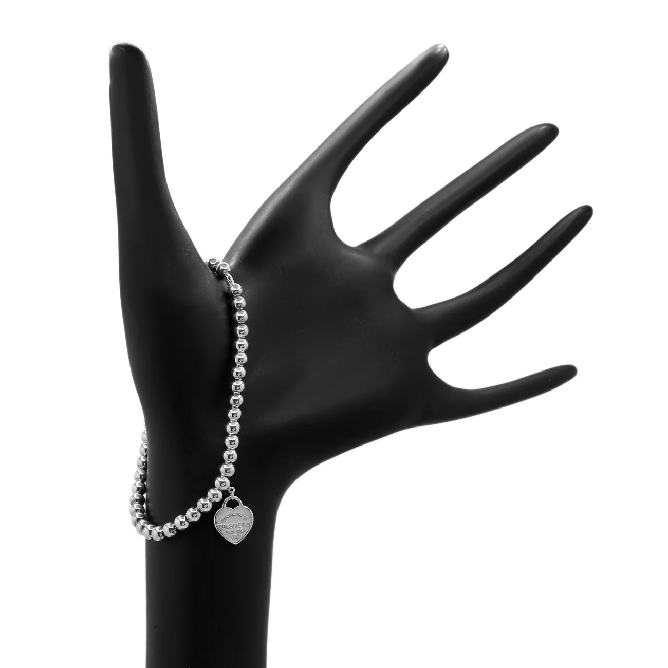 Tiffany & Co. Sterling Heart Tag Bead Bracelet - Image 3