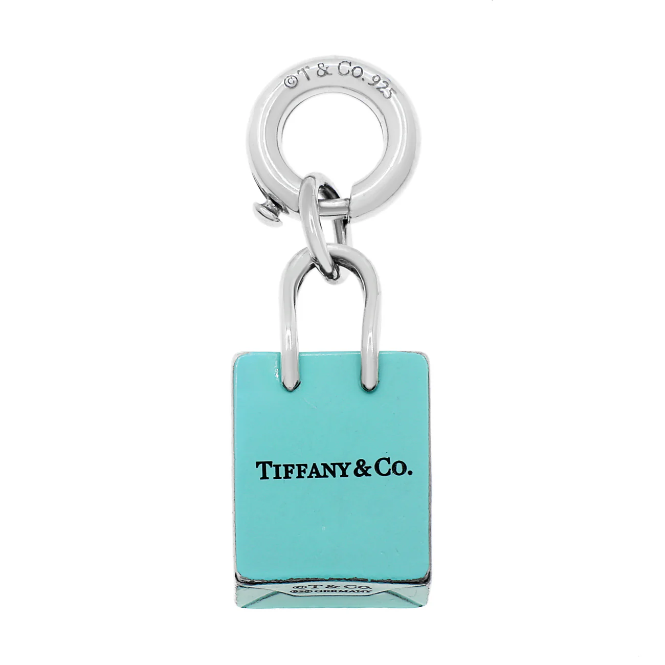 Tiffany & Co. Sterling Silver Blue Enamel Shopping Bag Charm - Image 2