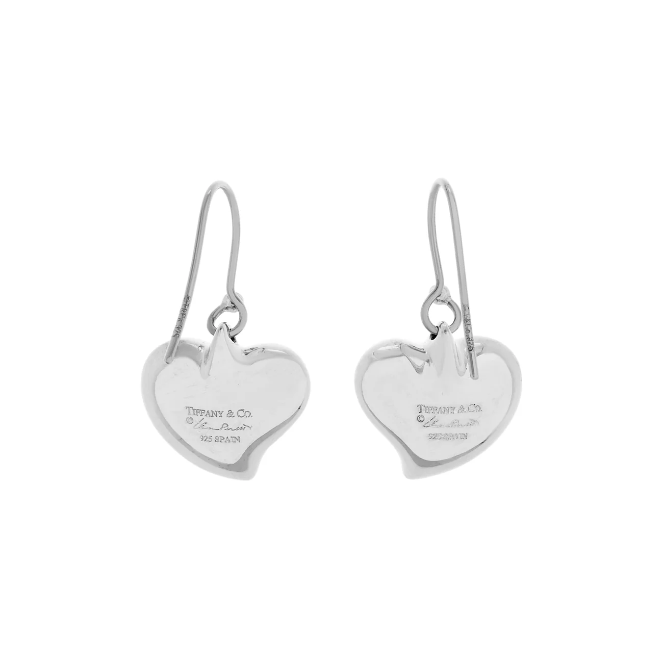Tiffany & Co. Sterling Silver Carved Heart Earrings - Image 2