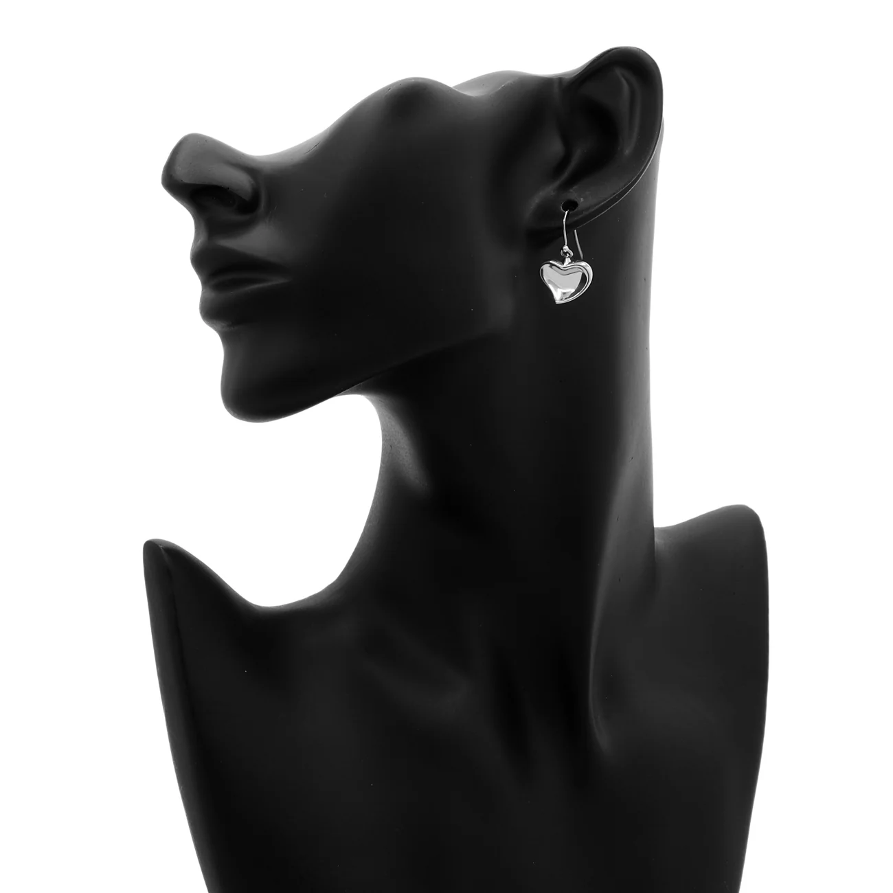 Tiffany & Co. Sterling Silver Carved Heart Earrings - Image 3