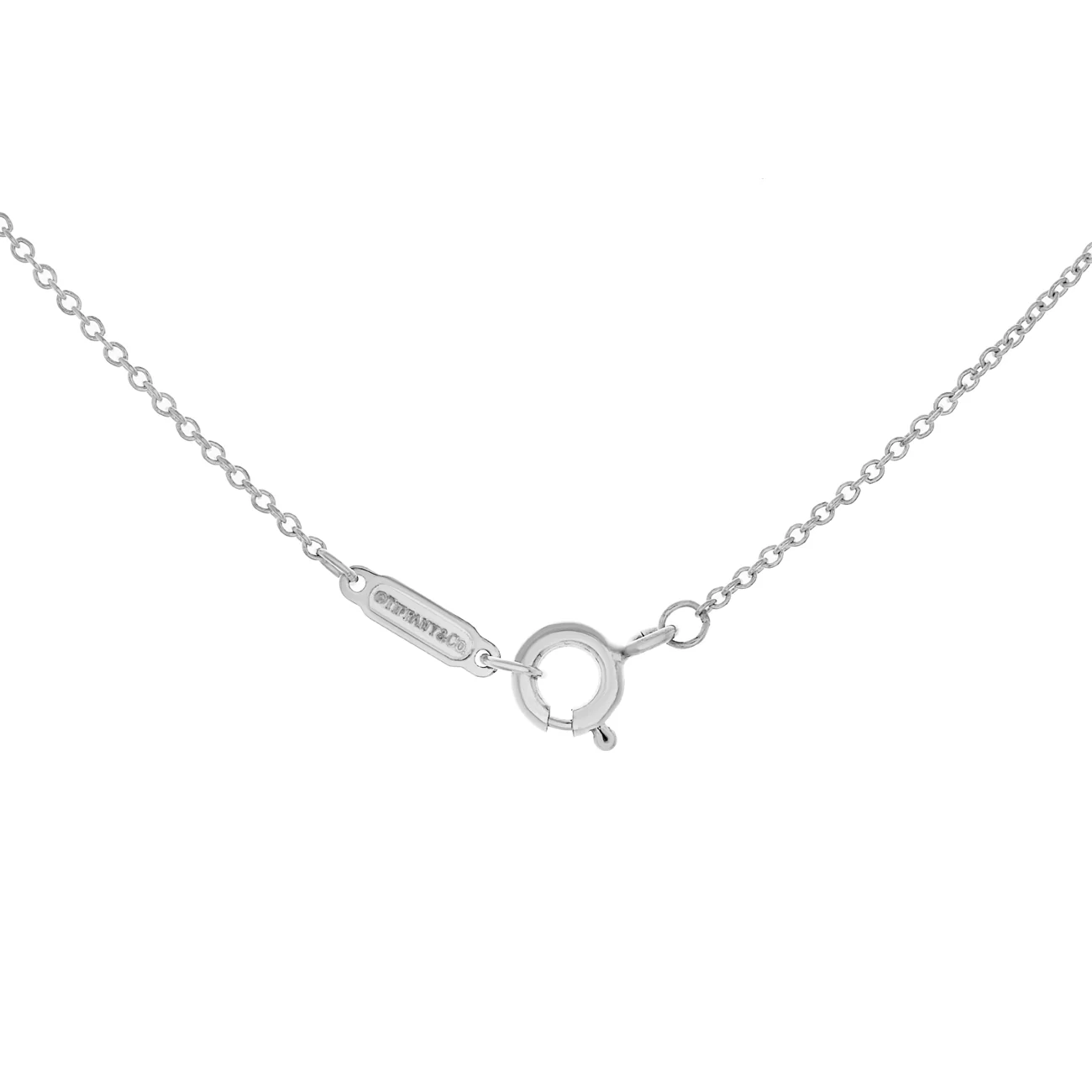 Tiffany & Co. Sterling Silver Diamond Heart Key Pendant Necklace - Image 3
