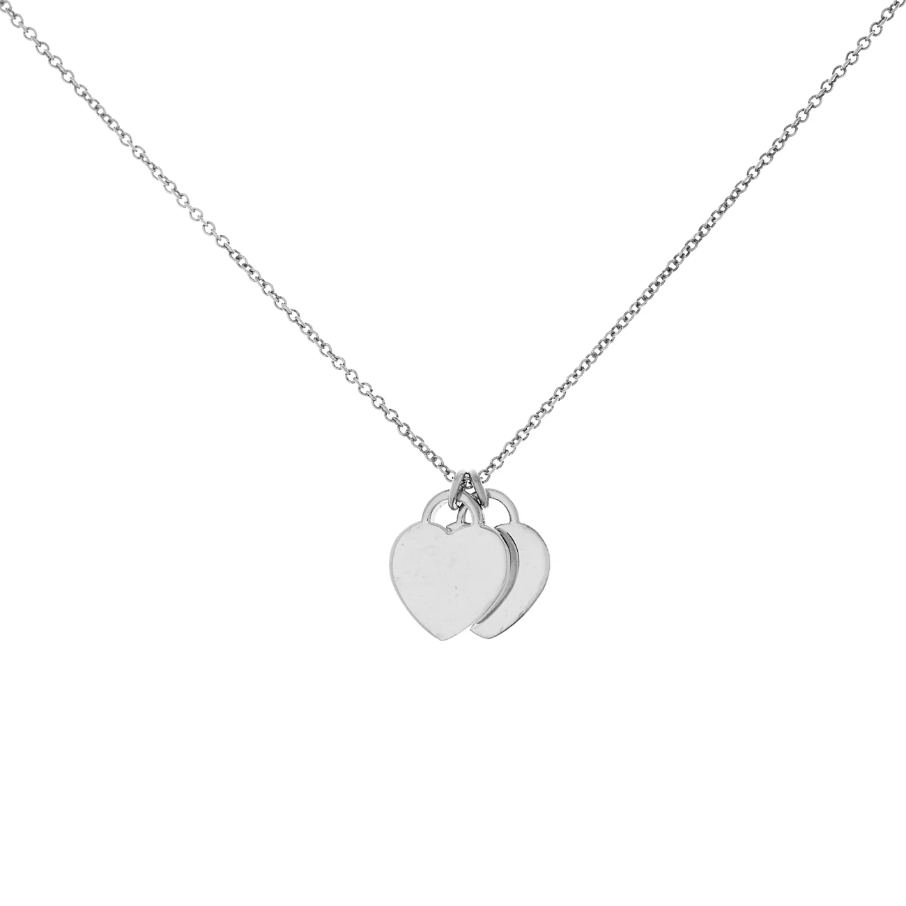 Tiffany & Co. Sterling Silver Diamond Mini Return to Tiffany Double Heart Necklace - Image 2