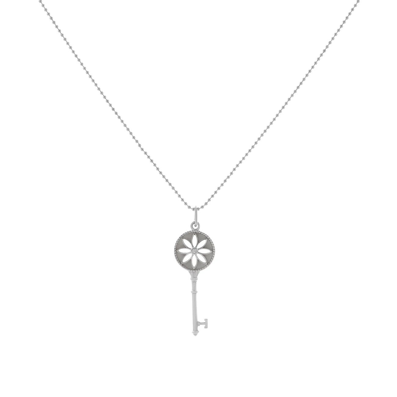 Tiffany & Co. Sterling Silver Diamond Small Daisy Key Pendant