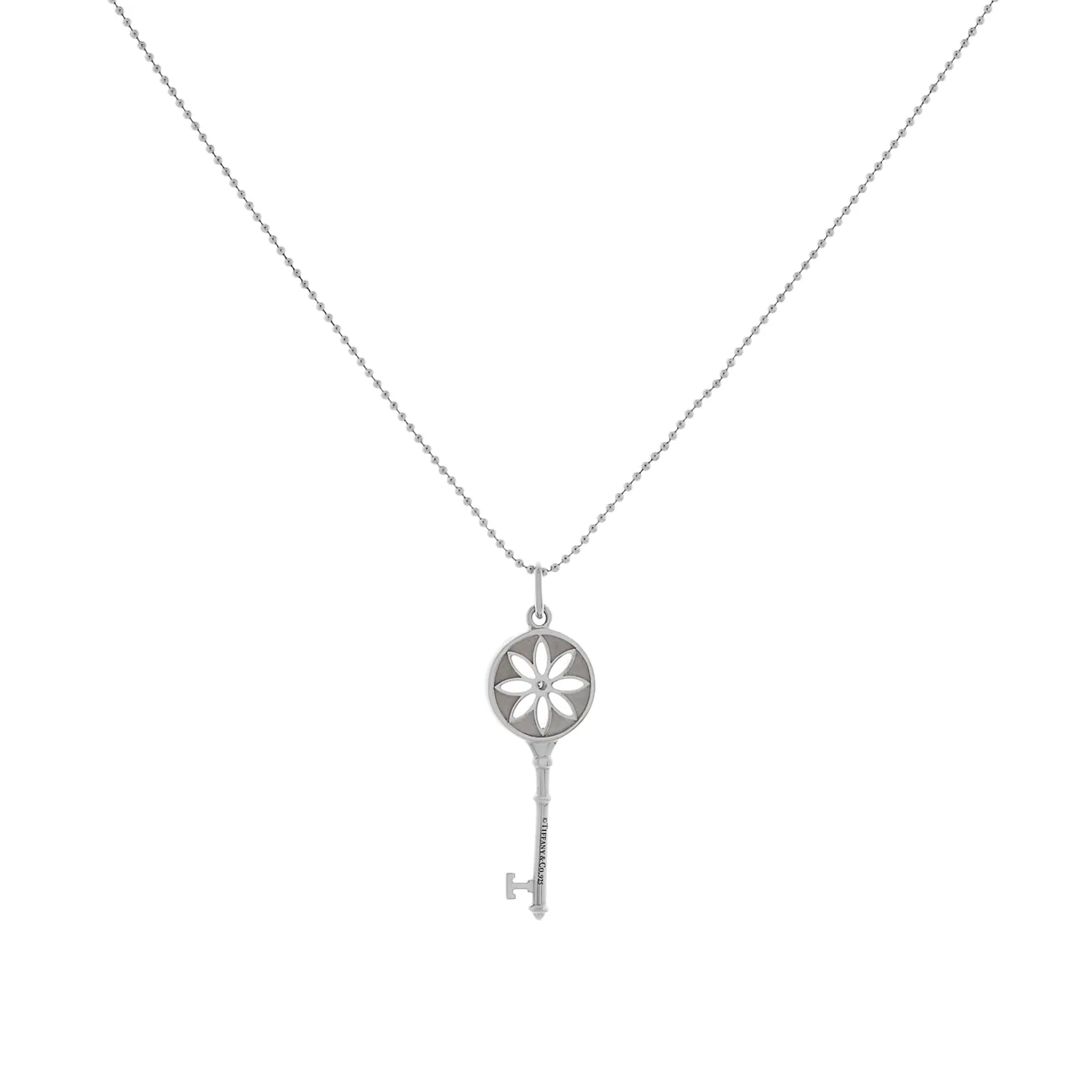 Tiffany & Co. Sterling Silver Diamond Small Daisy Key Pendant - Image 2