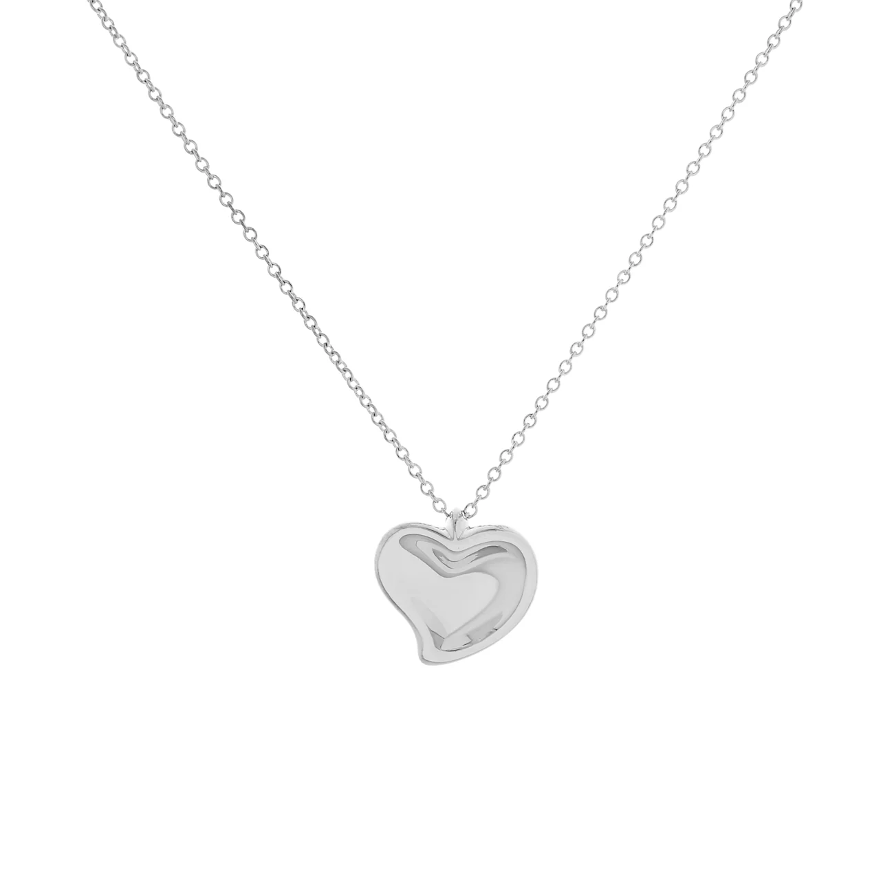 Tiffany & Co. Sterling Silver Elsa Peretti Carved Heart Pendant Necklace