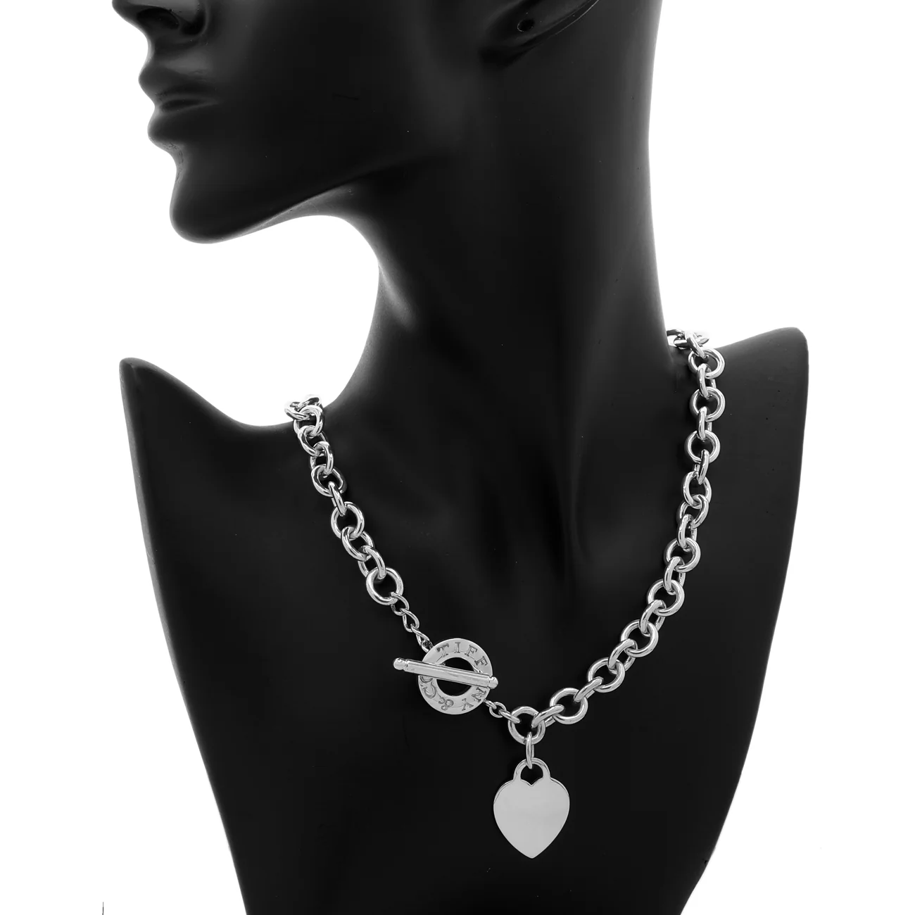 Tiffany & Co. Sterling Silver Heart Tag Toggle Necklace - Image 3