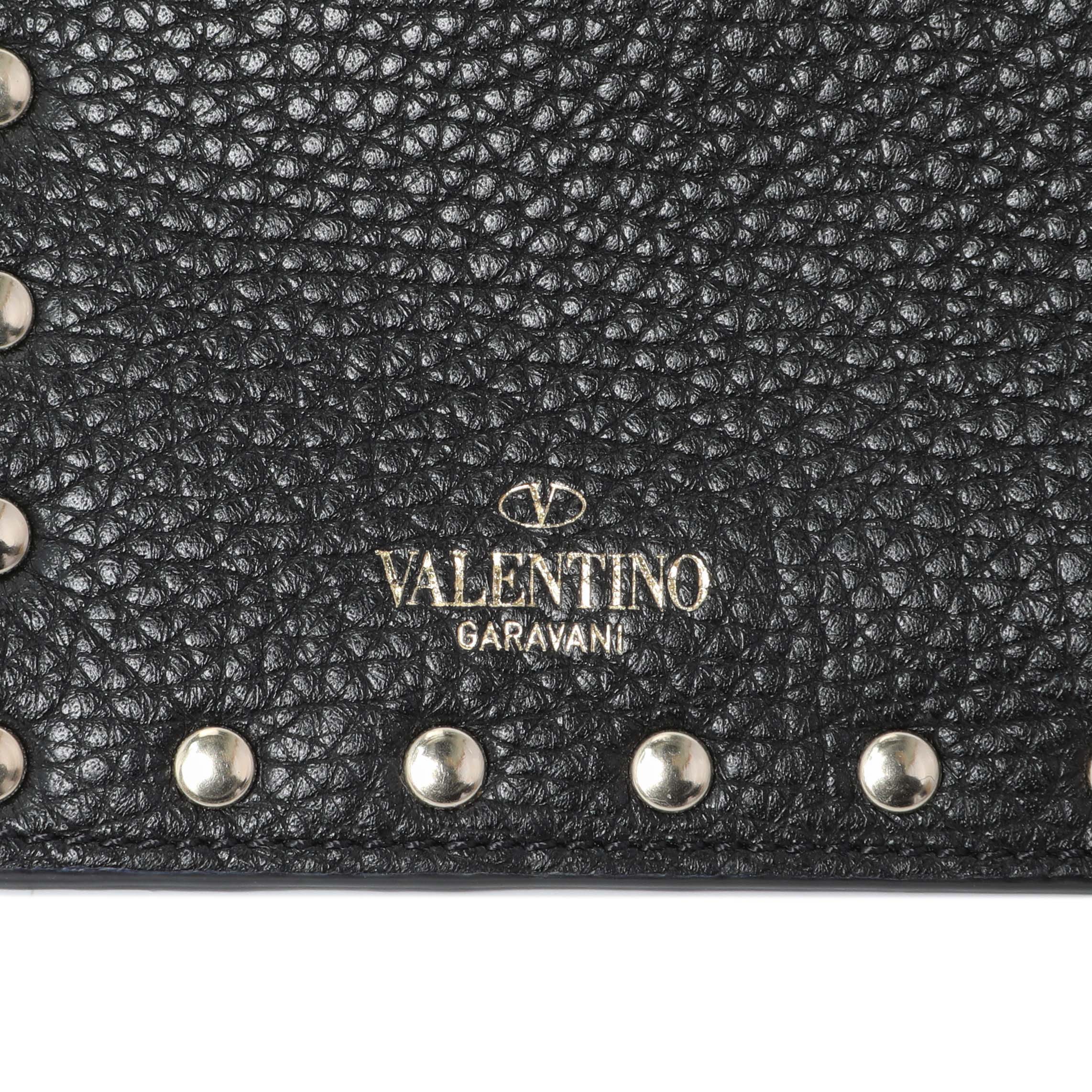 Valentino Black Calfskin Rockstud Zipped Card Holder - Image 5
