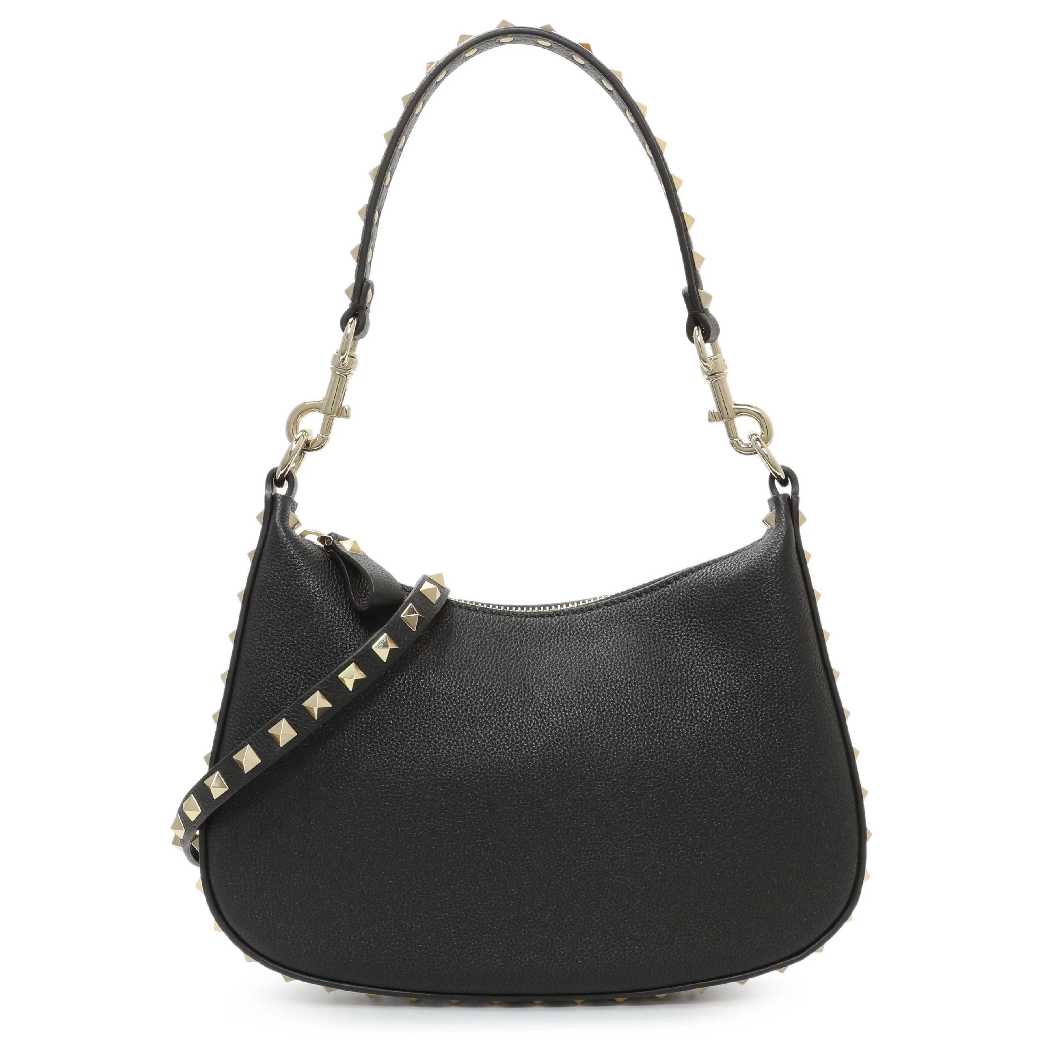 Valentino Black Grained Calfskin Rockstud Crossbody