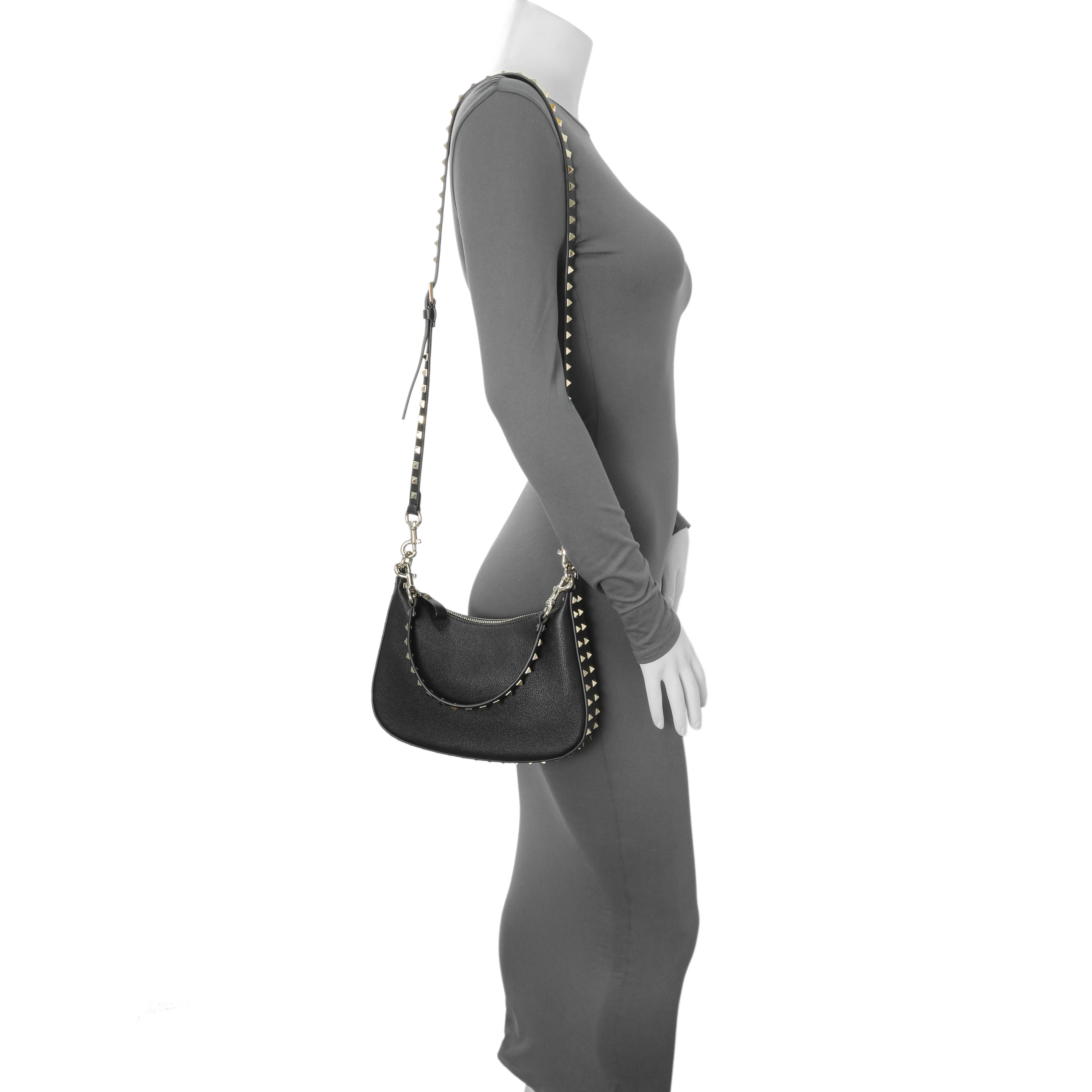 Valentino Black Grained Calfskin Rockstud Crossbody - Image 6
