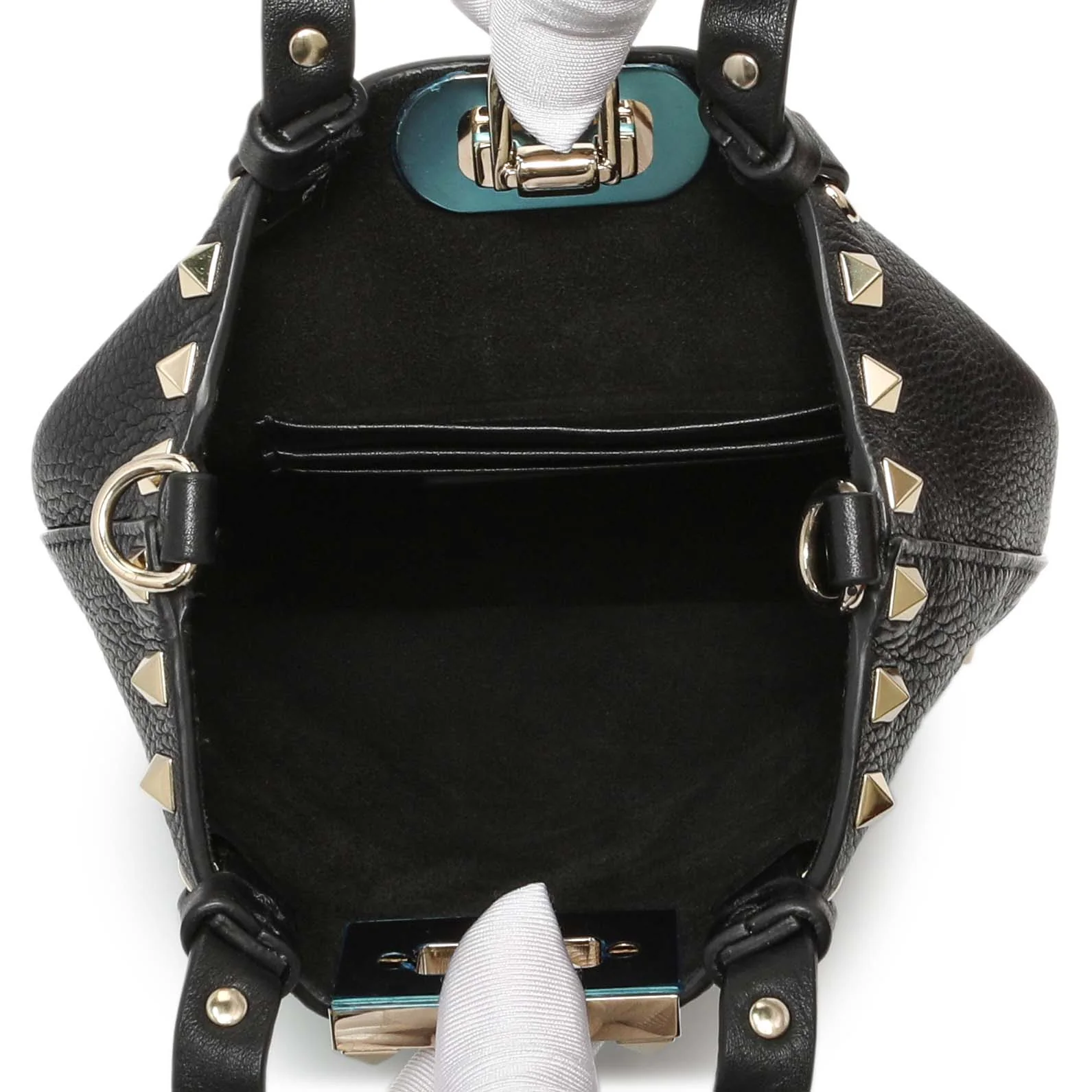 Valentino Black Pebbled Calfskin Rockstud Crossbody Pouch - Image 4
