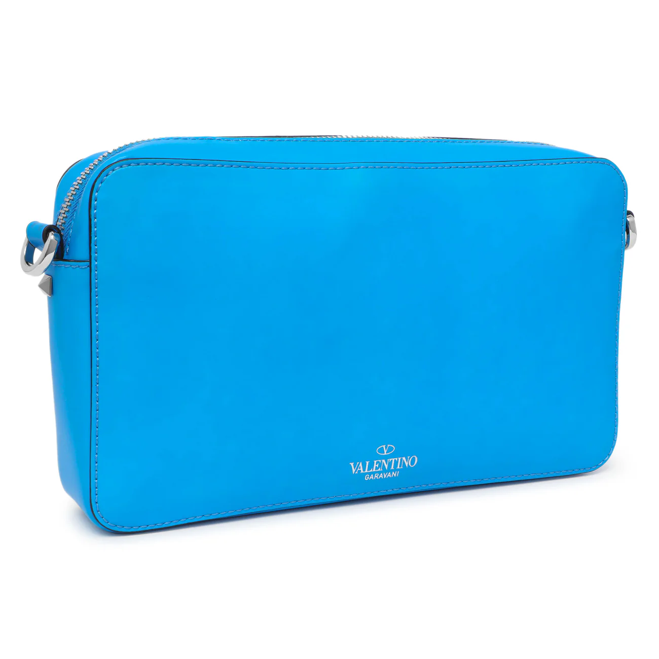 Valentino Blue Calfskin VLTN Print Crossbody Bag - Image 2