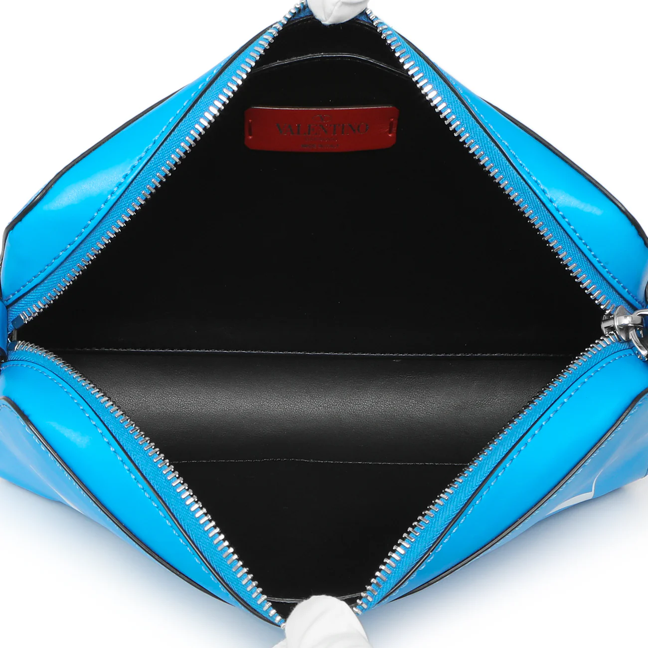 Valentino Blue Calfskin VLTN Print Crossbody Bag - Image 8