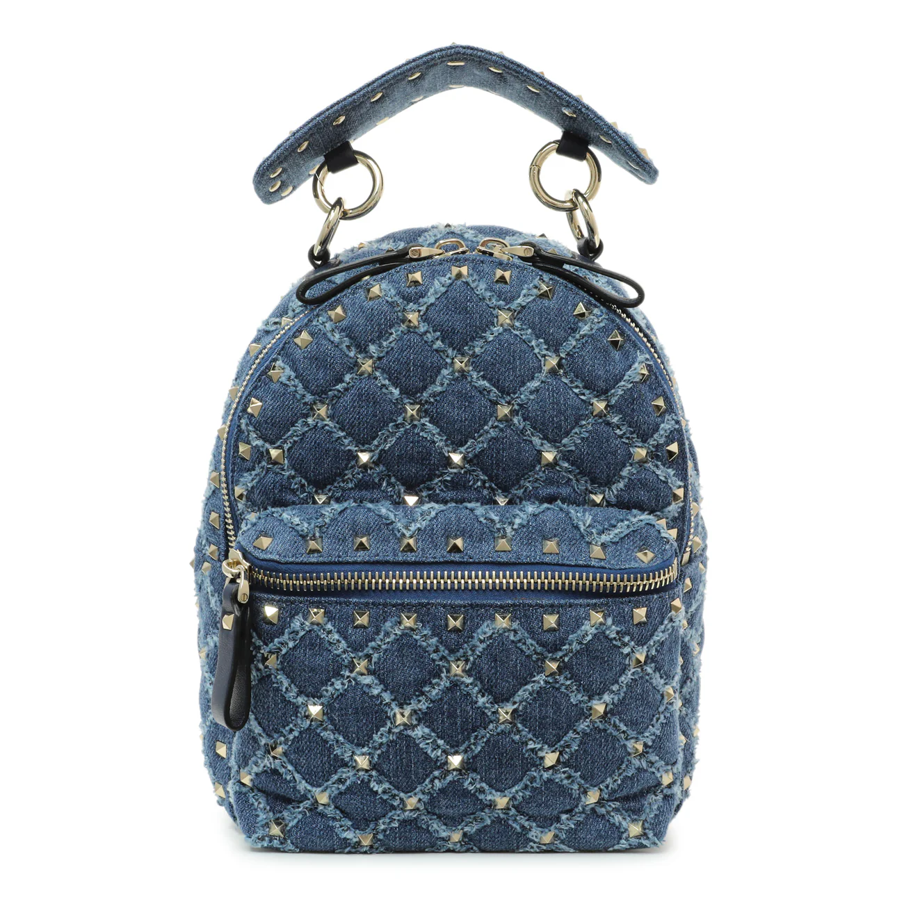 Valentino Blue Denim Mini Rockstud Spike Backpack