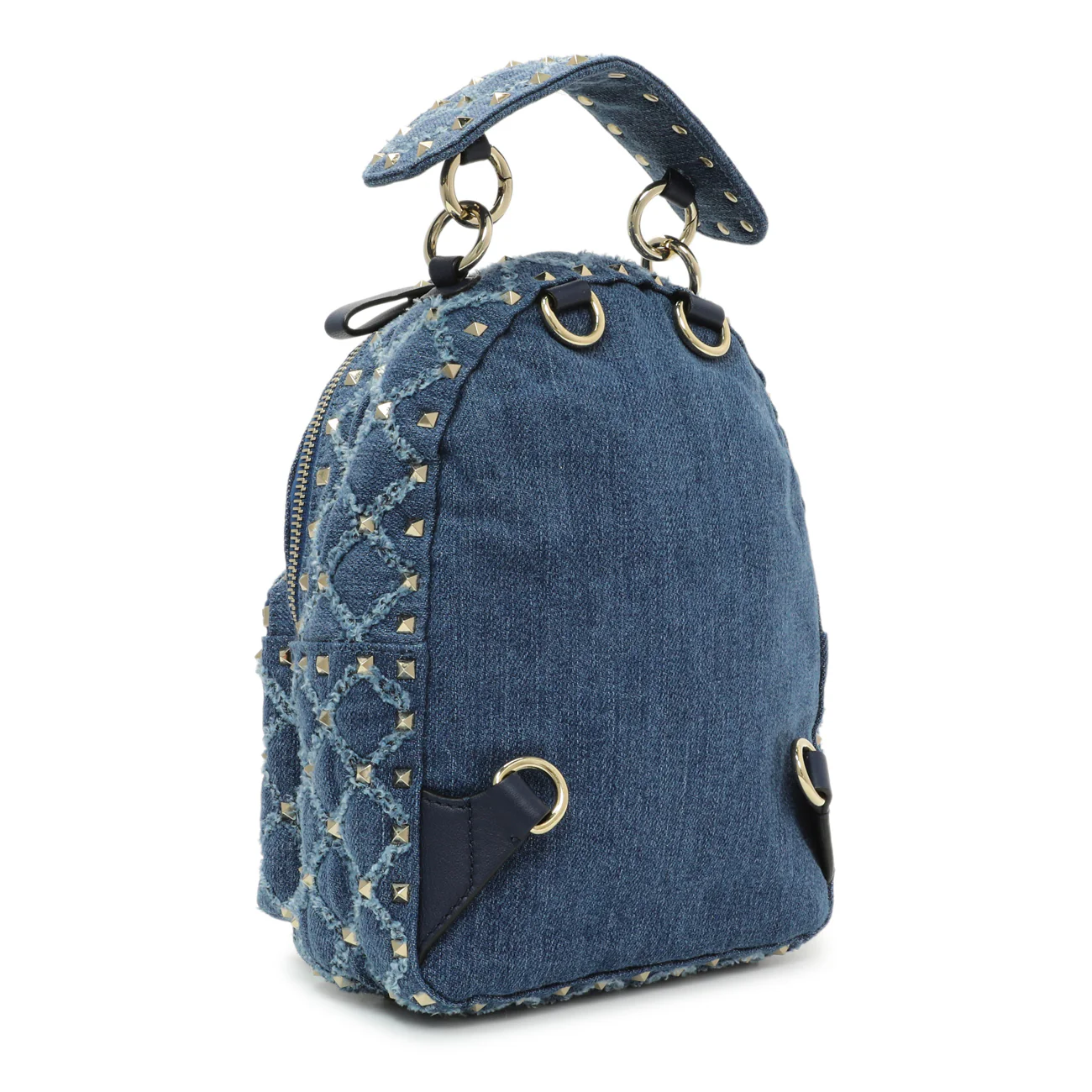 Valentino Blue Denim Mini Rockstud Spike Backpack - Image 2