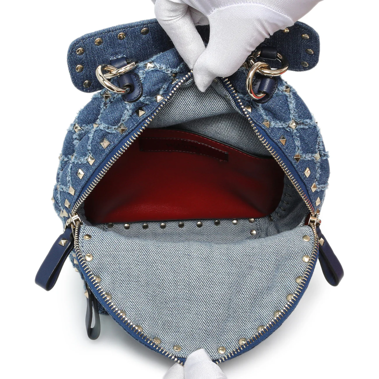 Valentino Blue Denim Mini Rockstud Spike Backpack - Image 5