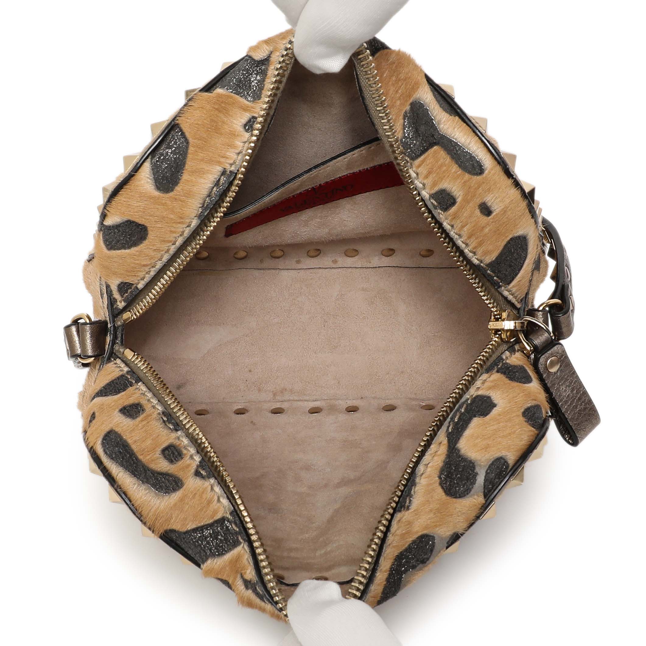 Valentino Calf Hair Leopard Rockstud Camera Crossbody - Image 4