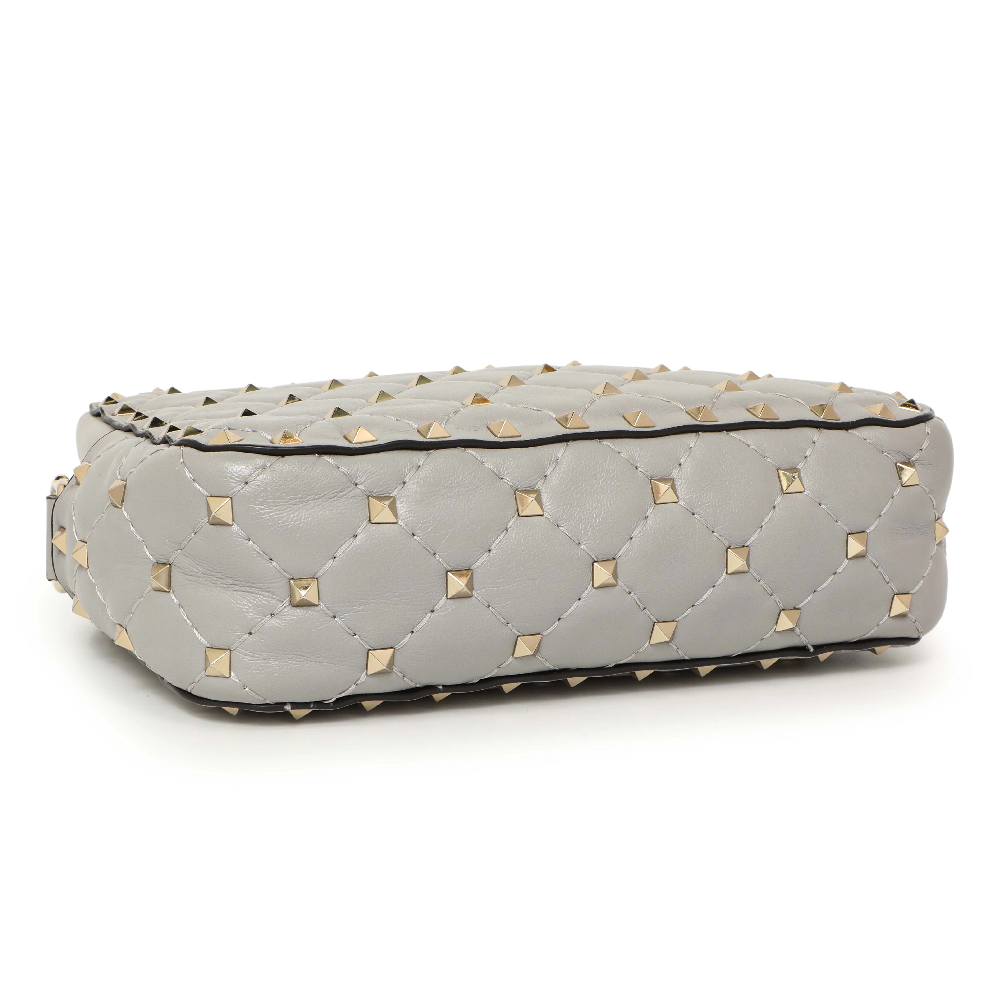 Valentino Grey Nappa Rockstud Spike Camera Crossbody Bag - Image 3