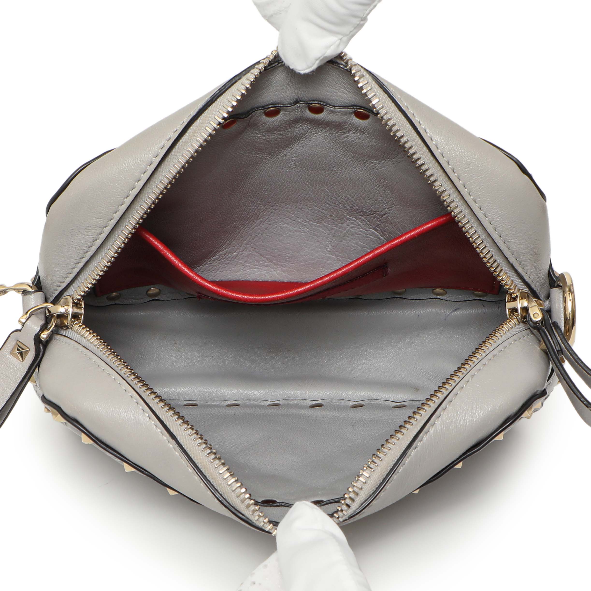 Valentino Grey Nappa Rockstud Spike Camera Crossbody Bag - Image 4