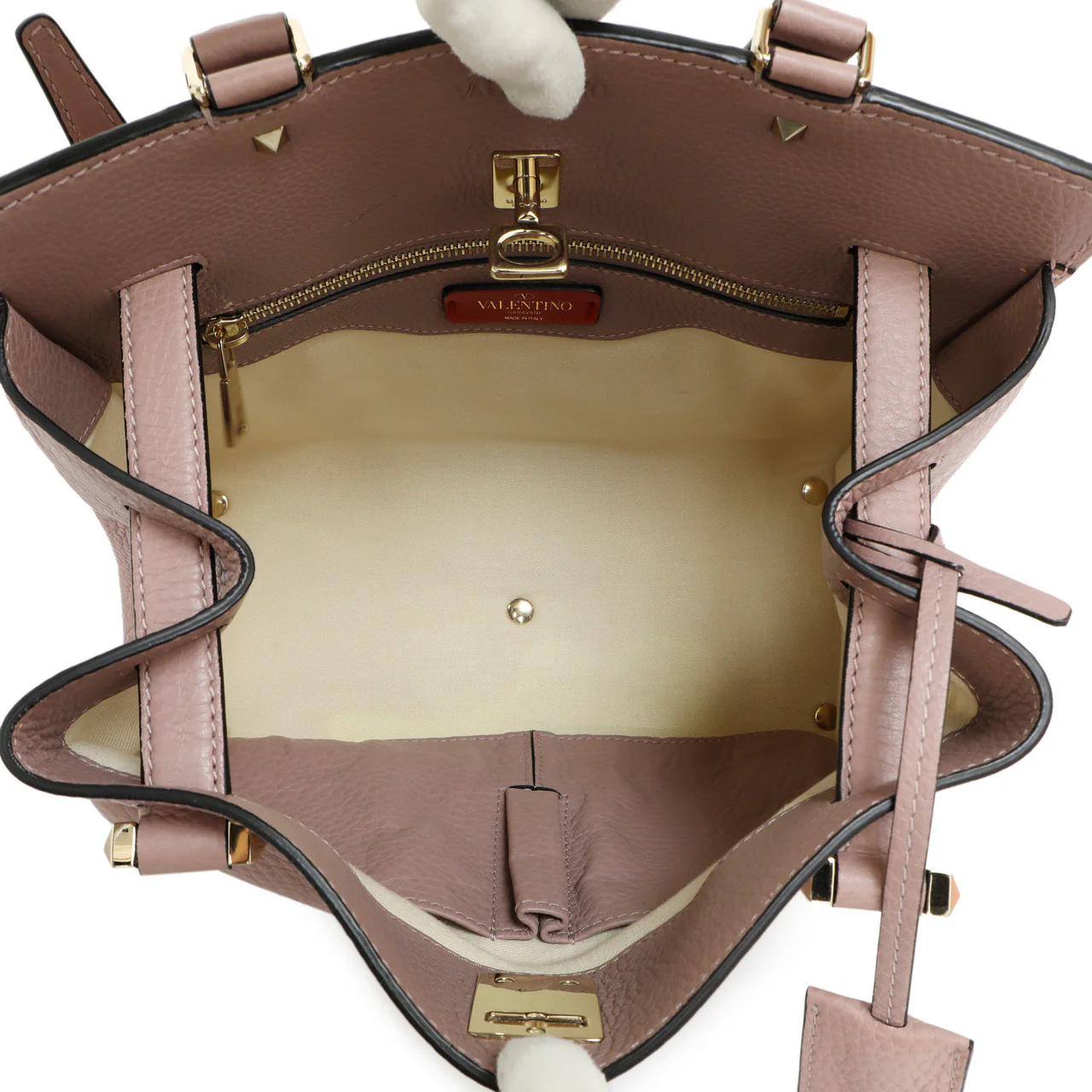 Valentino Mauve Pebbled Calfskin Medium Joylock Satchel - Image 10