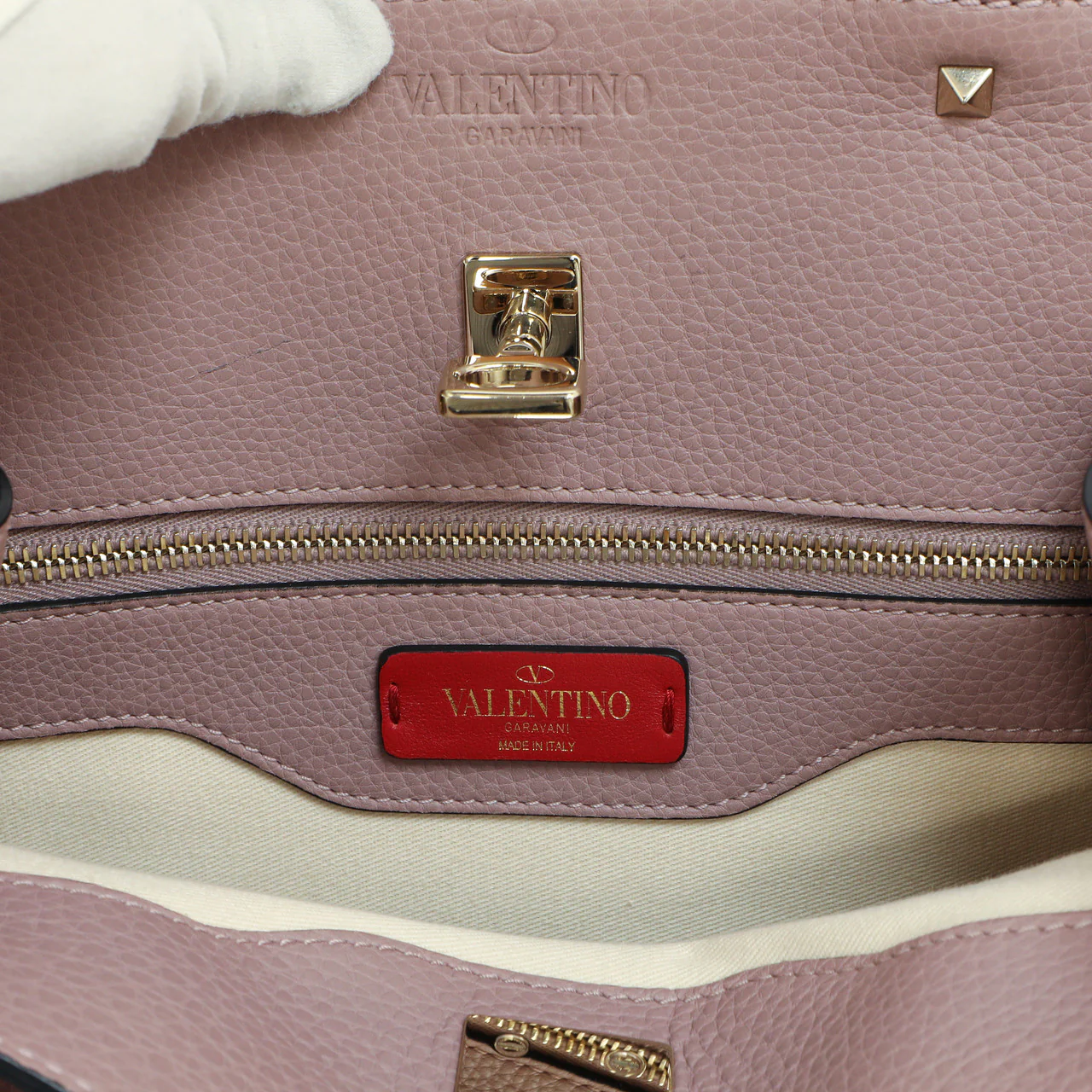Valentino Mauve Pebbled Calfskin Medium Joylock Satchel - Image 12