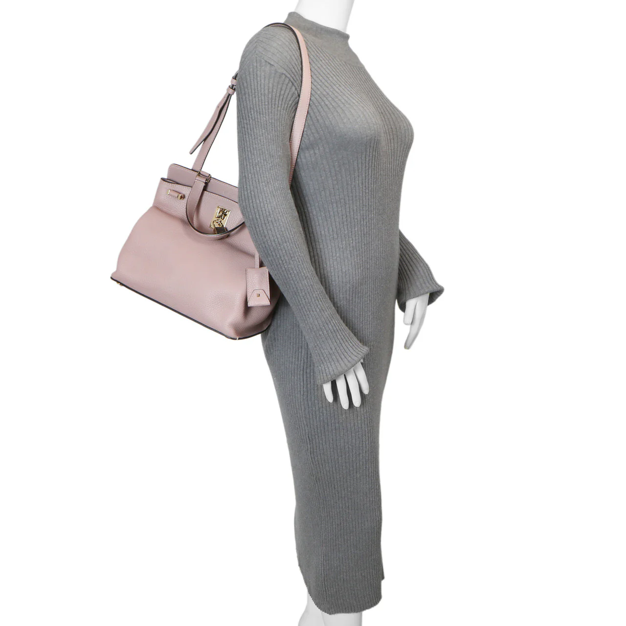 Valentino Mauve Pebbled Calfskin Medium Joylock Satchel - Image 17