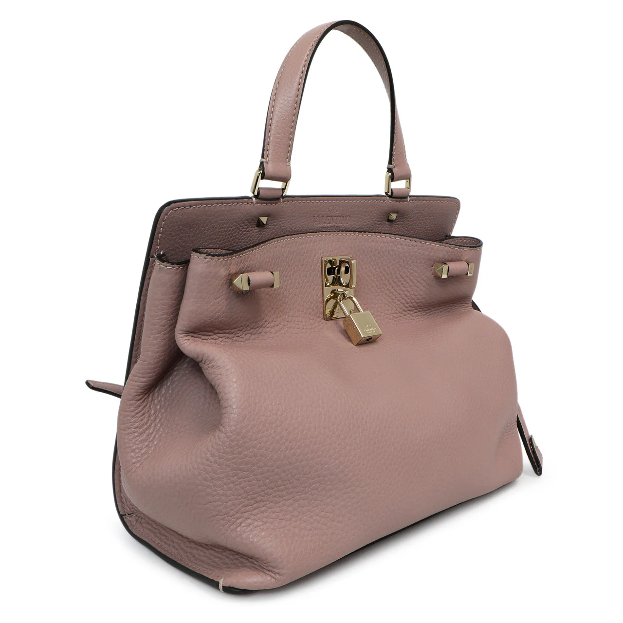 Valentino Mauve Pebbled Calfskin Medium Joylock Satchel - Image 4