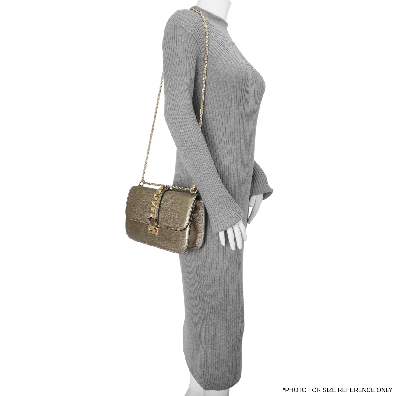 Valentino Metallic Vitello Medium Glam Lock Rockstud Flap - Image 7