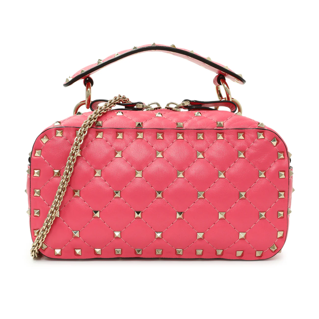 Valentino Pink Nappa Rockstud Spike Camera Bag