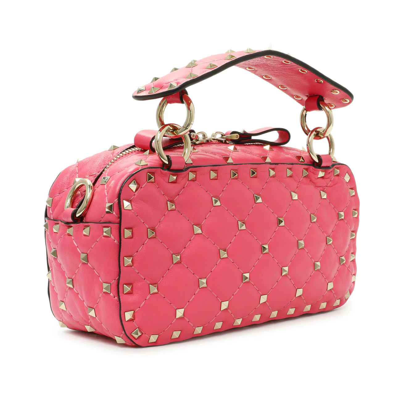 Valentino Pink Nappa Rockstud Spike Camera Bag - Image 2
