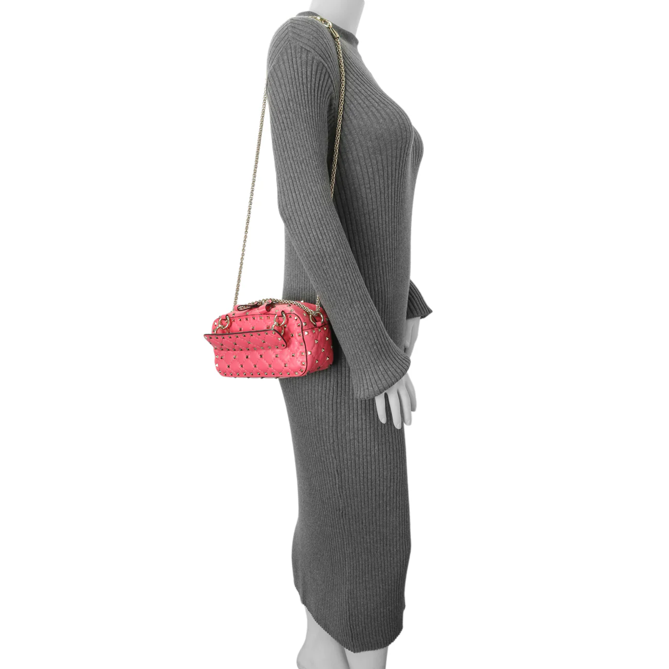 Valentino Pink Nappa Rockstud Spike Camera Bag - Image 6
