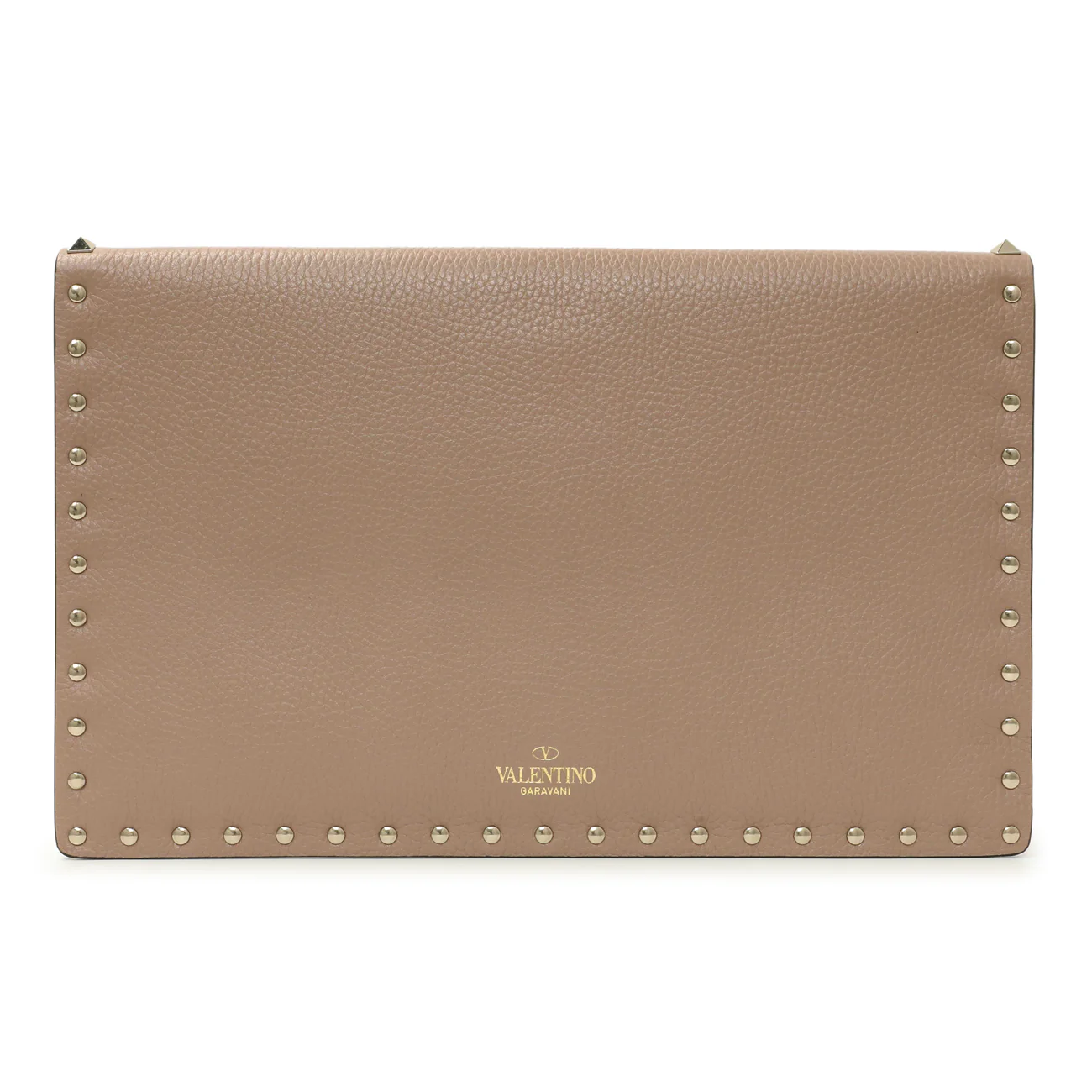 Valentino Poudre Pebbled Calfskin Large Rockstud Envelope Pouch - Image 2