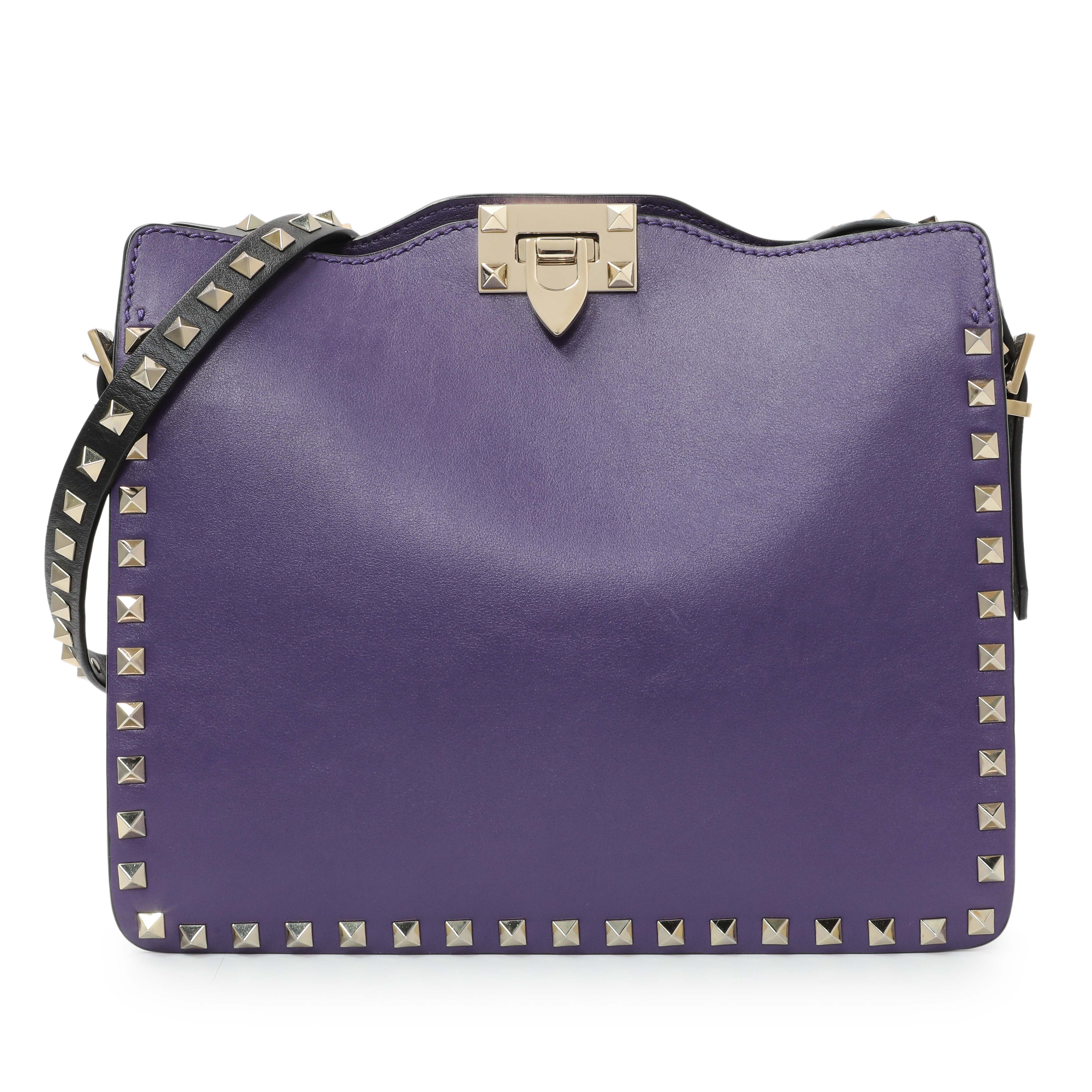 Valentino Purple Calfskin Rockstud Crossbody
