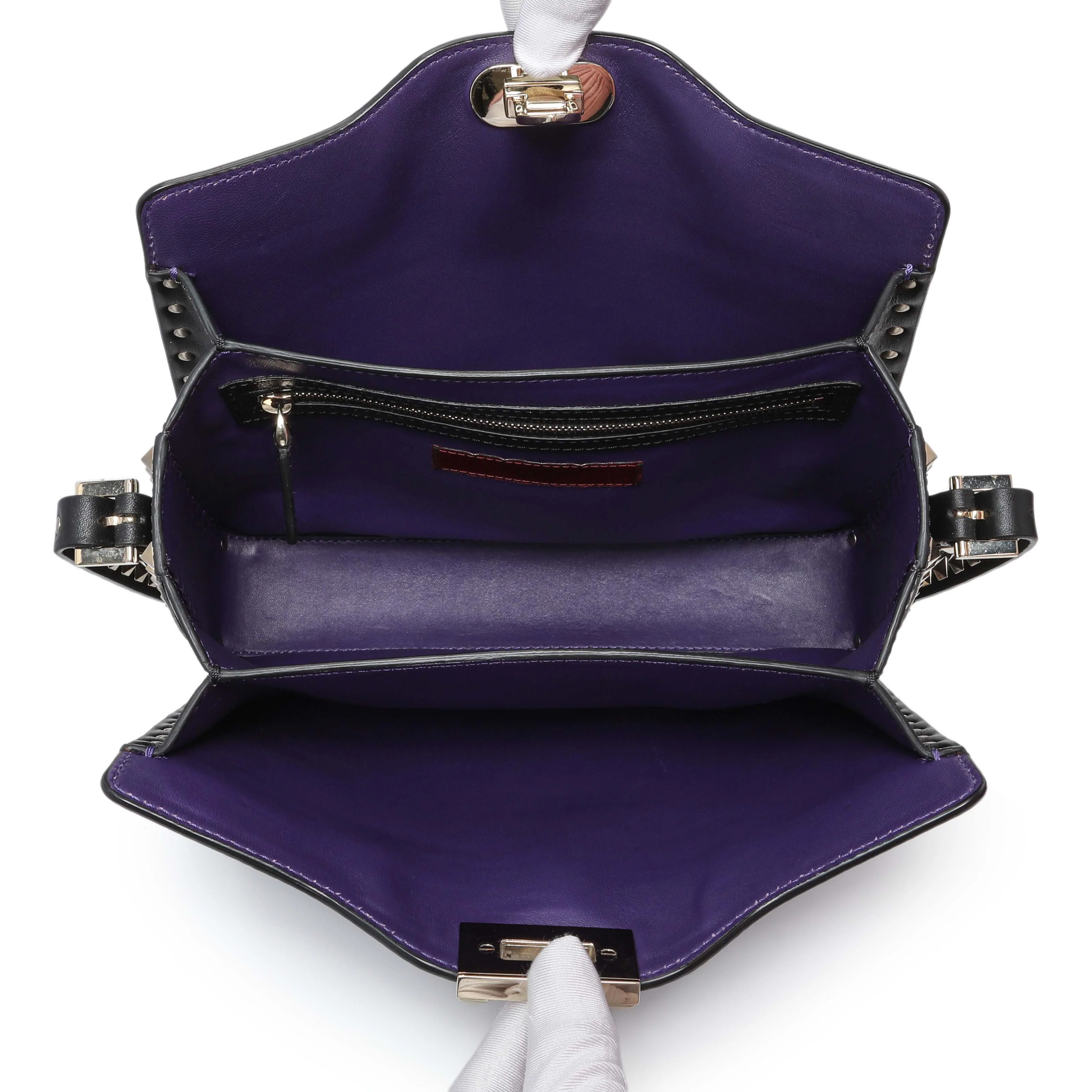 Valentino Purple Calfskin Rockstud Crossbody - Image 4