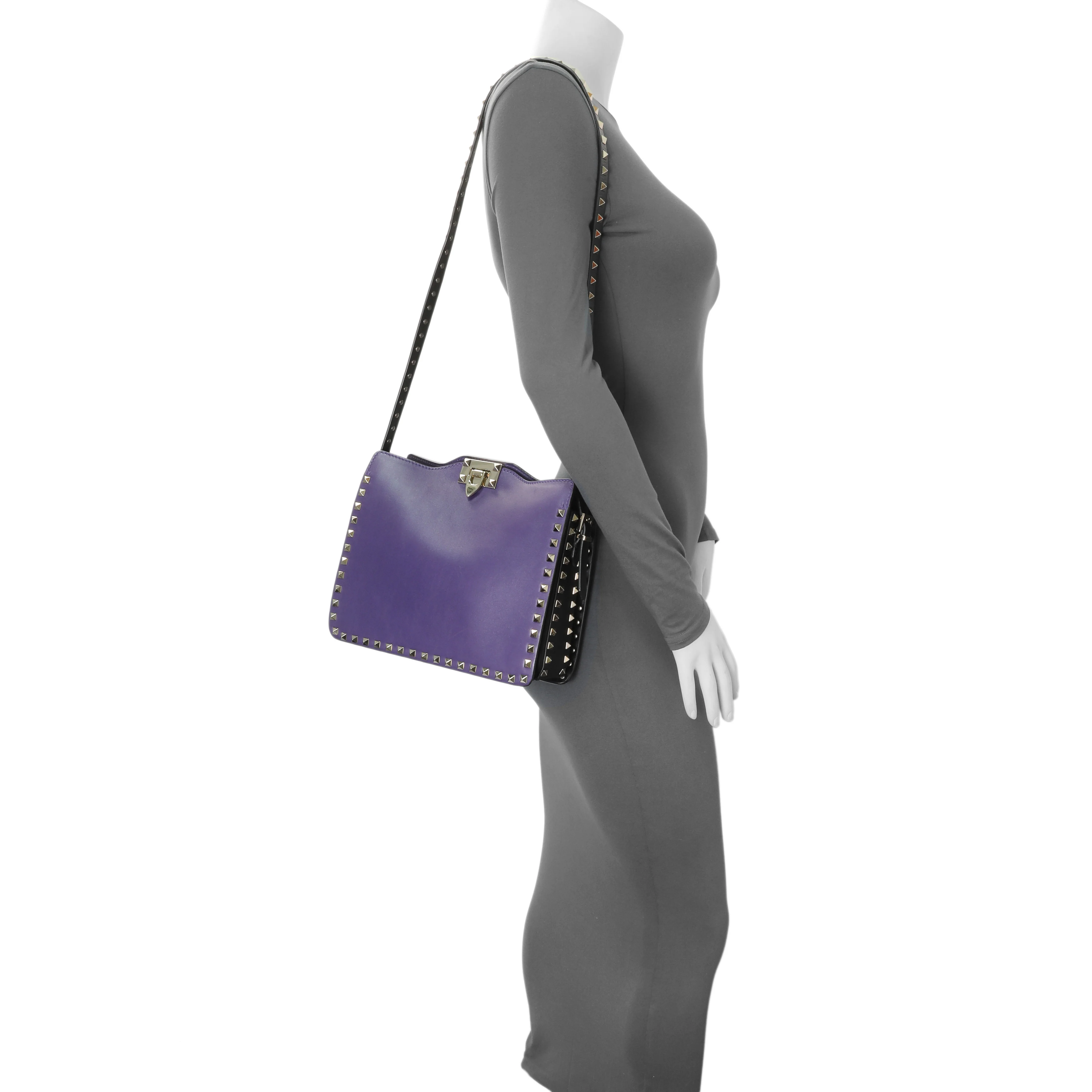 Valentino Purple Calfskin Rockstud Crossbody - Image 7