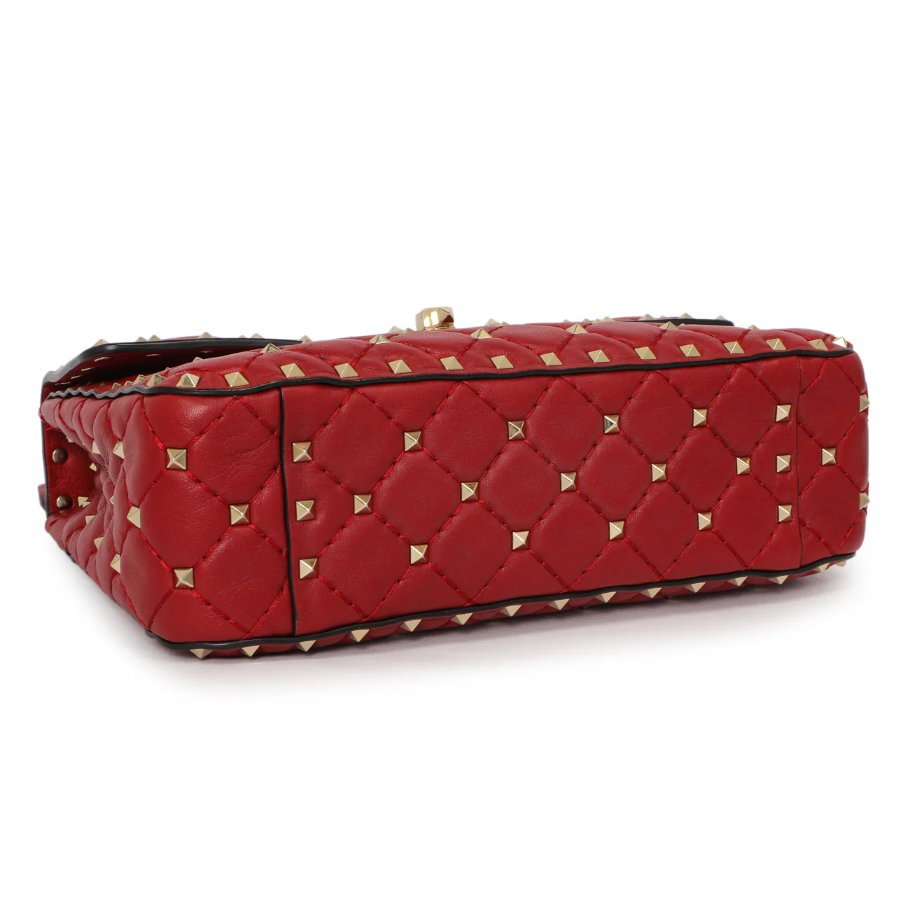 Valentino Red Lambskin Medium Rockstud Spike Shoulder Bag - Image 3