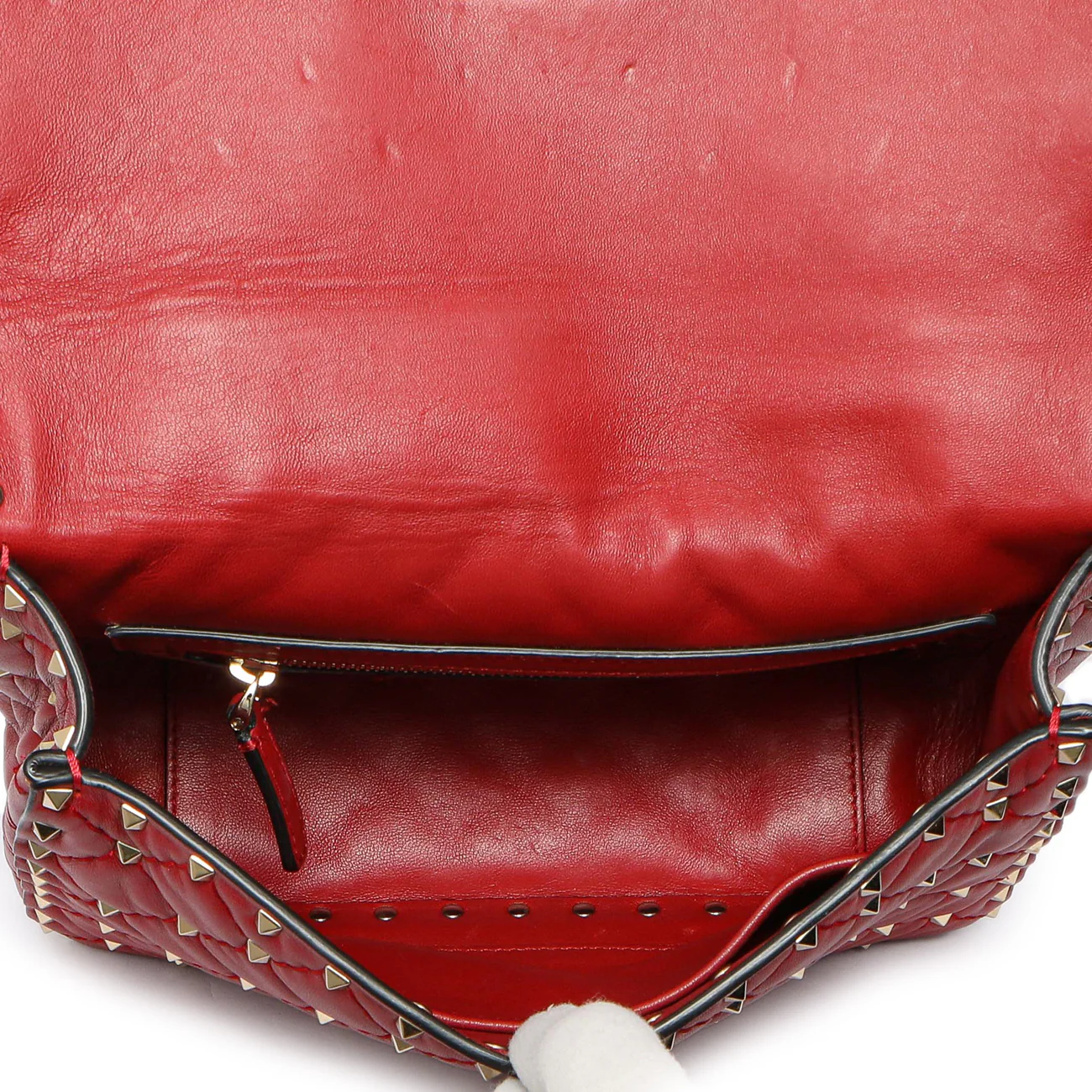 Valentino Red Lambskin Medium Rockstud Spike Shoulder Bag - Image 4