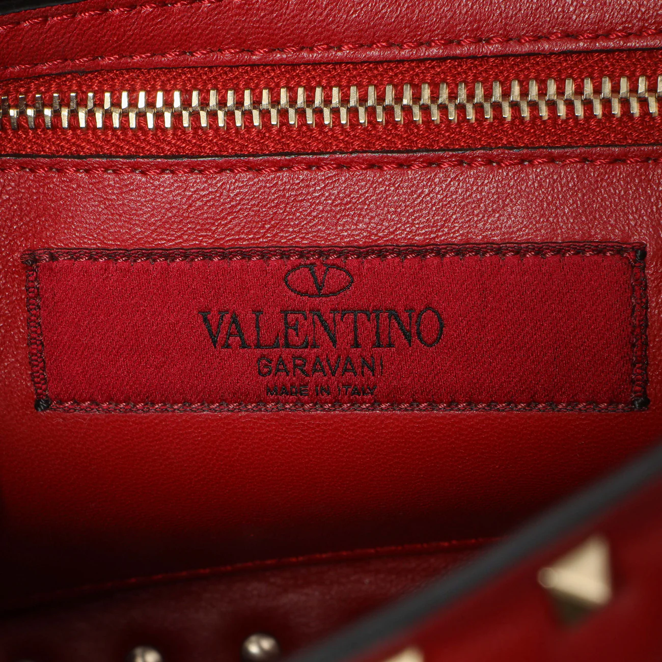Valentino Red Lambskin Medium Rockstud Spike Shoulder Bag - Image 5