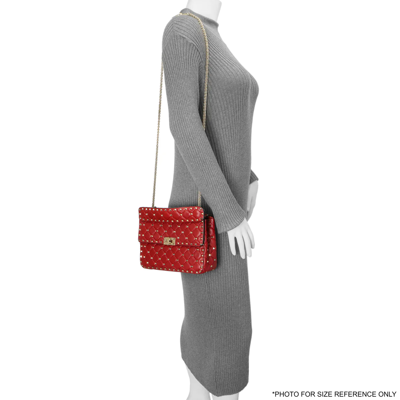 Valentino Red Lambskin Medium Rockstud Spike Shoulder Bag - Image 7
