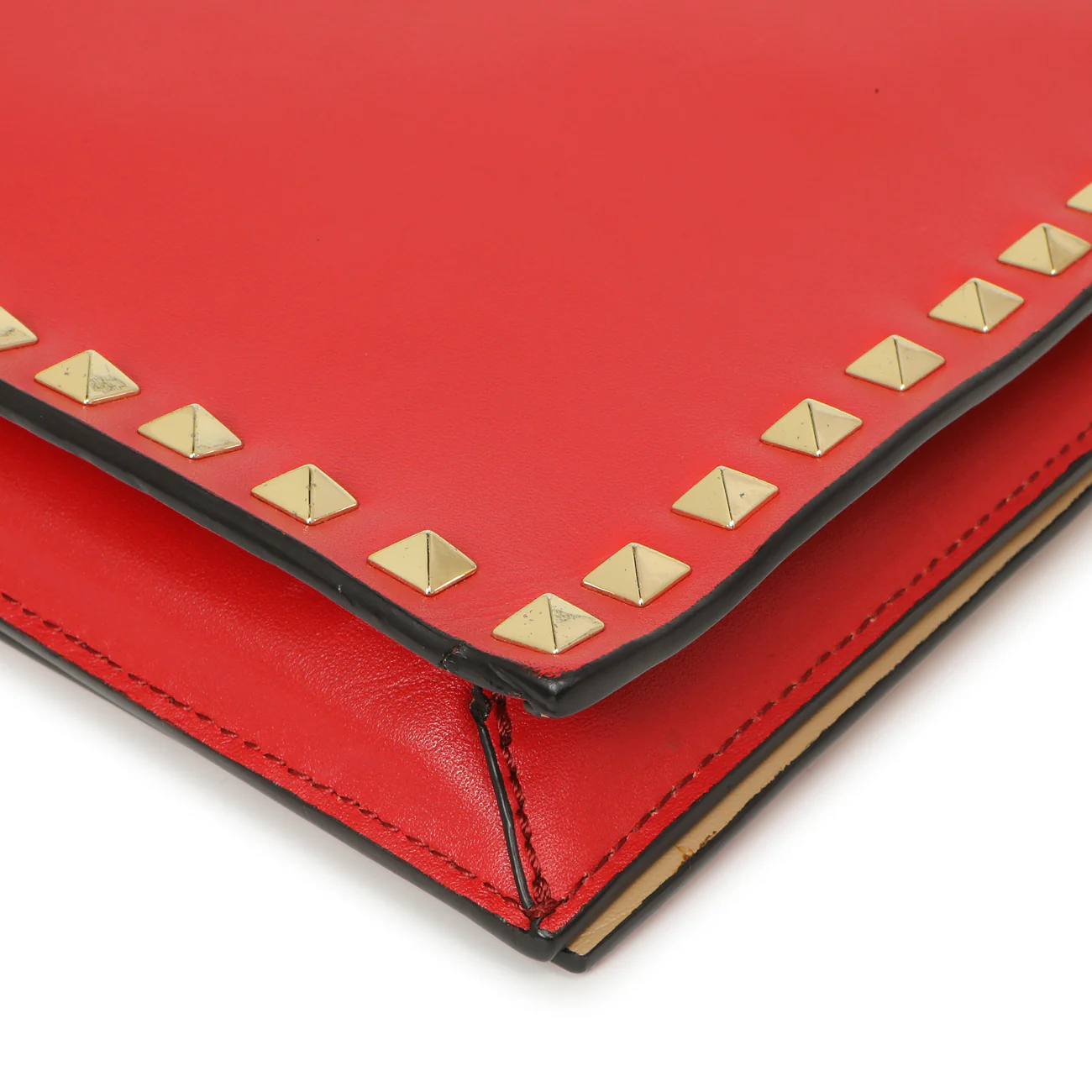 Valentino Red Nappa Rockstud Wristlet Clutch - Image 7