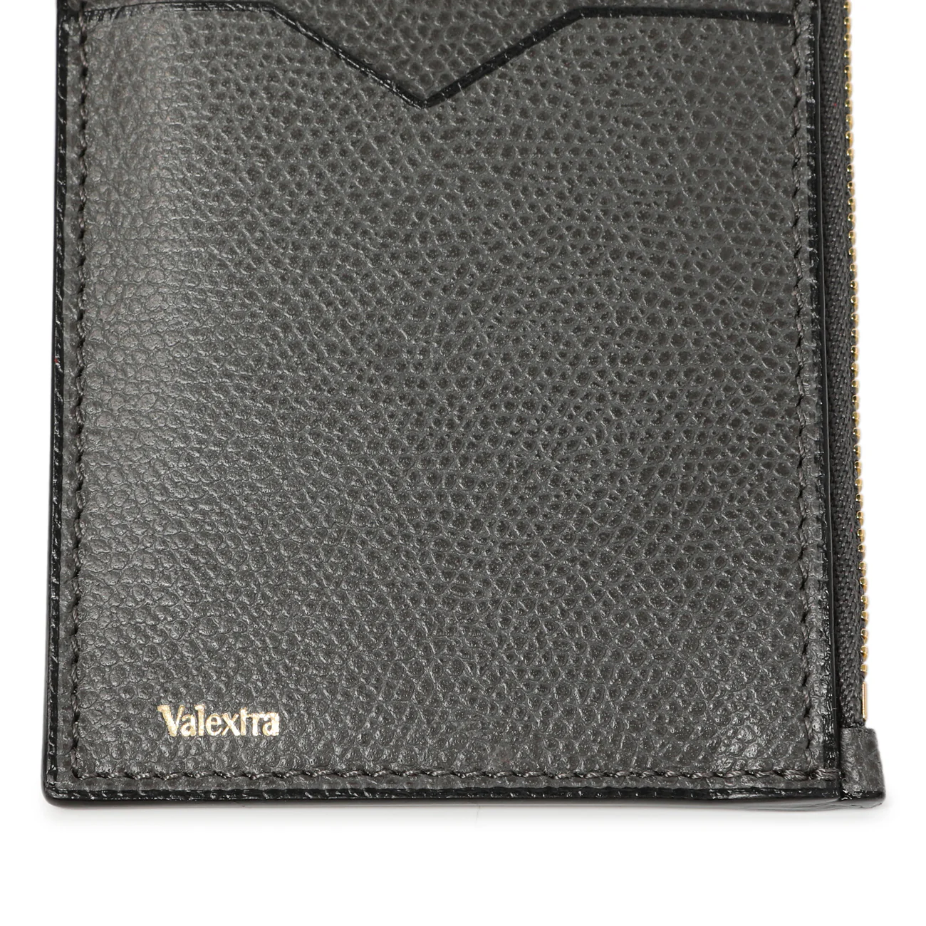 Valextra Grey Calfskin Card Holder With Zip - Image 5