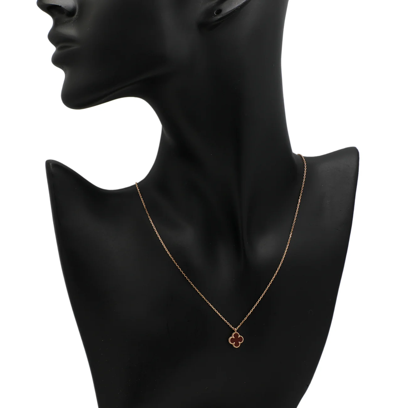 Van Cleef & Arpels 18K Rose Gold Carnelian Sweet Alhambra Pendant - Image 4