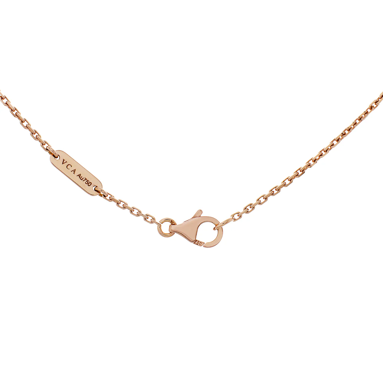 Van Cleef & Arpels 18K Rose Gold Porcelain Diamond Vintage Alhambra Pendant - Image 3