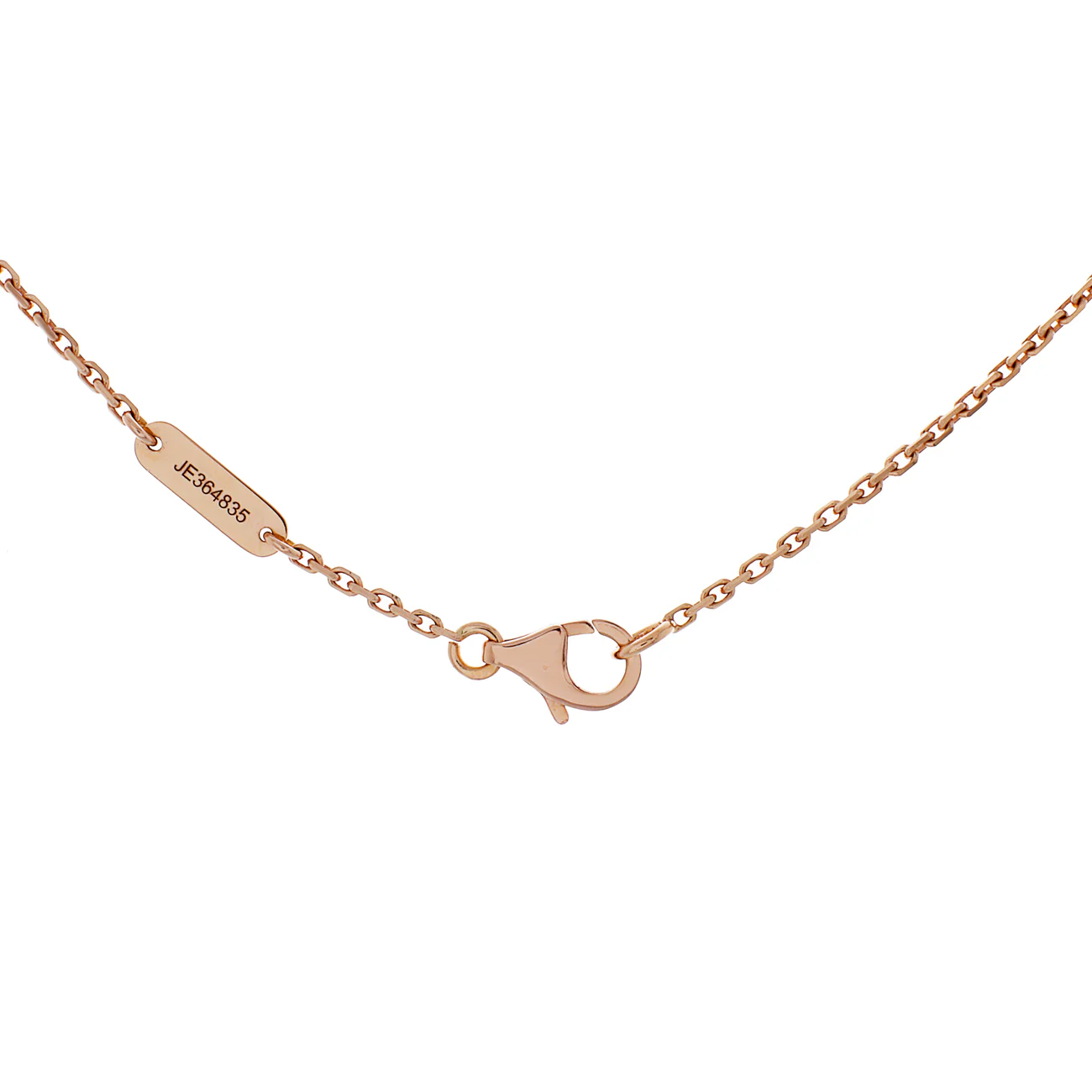 Van Cleef & Arpels 18K Rose Gold Porcelain Diamond Vintage Alhambra Pendant - Image 4