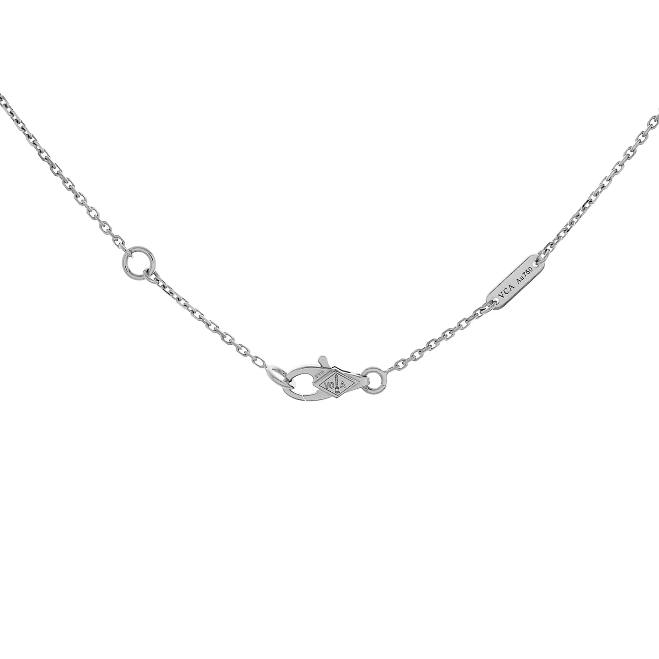 Van Cleef & Arpels 18K White Gold Diamond Sweet Alhambra Pendant Necklace - Image 3