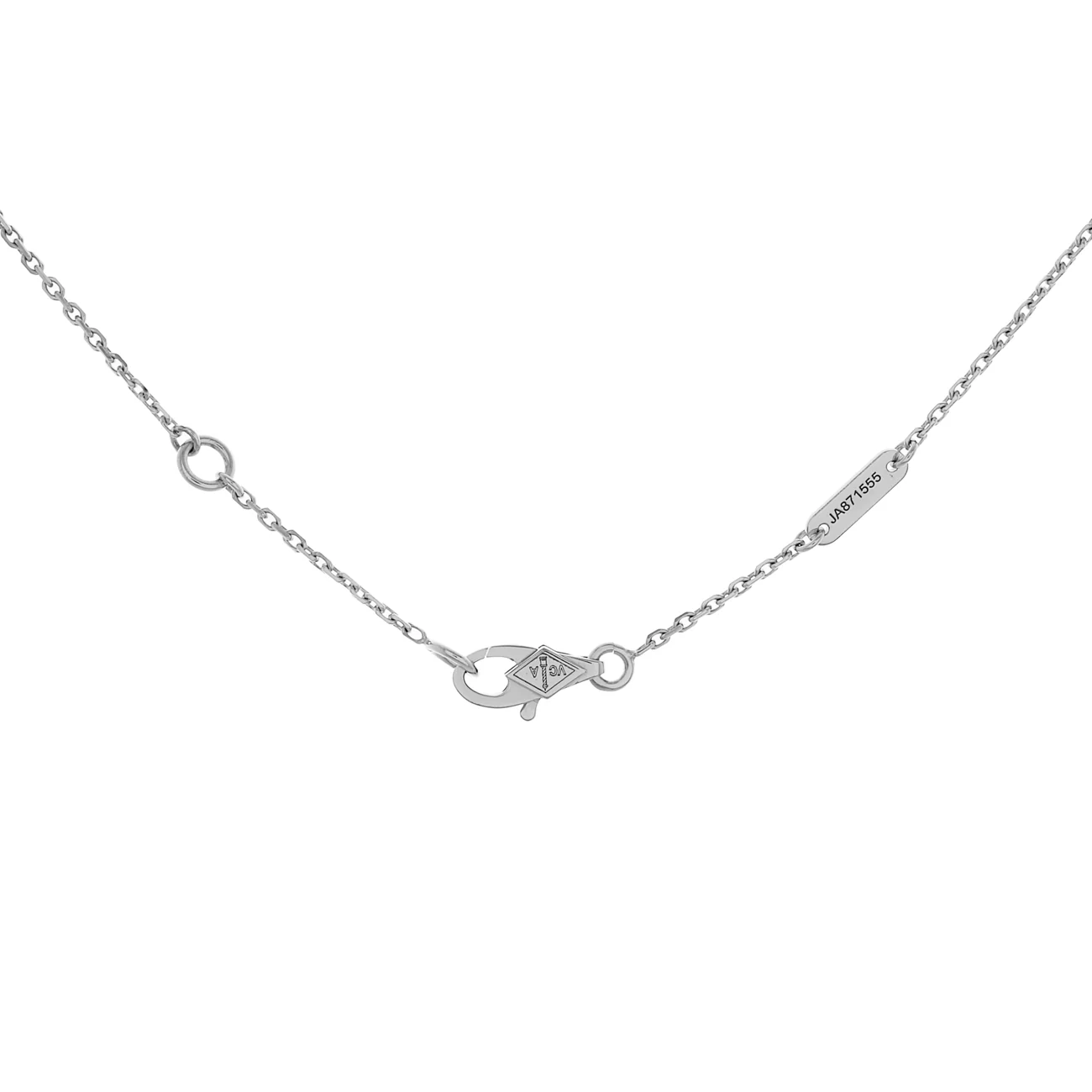 Van Cleef & Arpels 18K White Gold Diamond Sweet Alhambra Pendant Necklace - Image 4