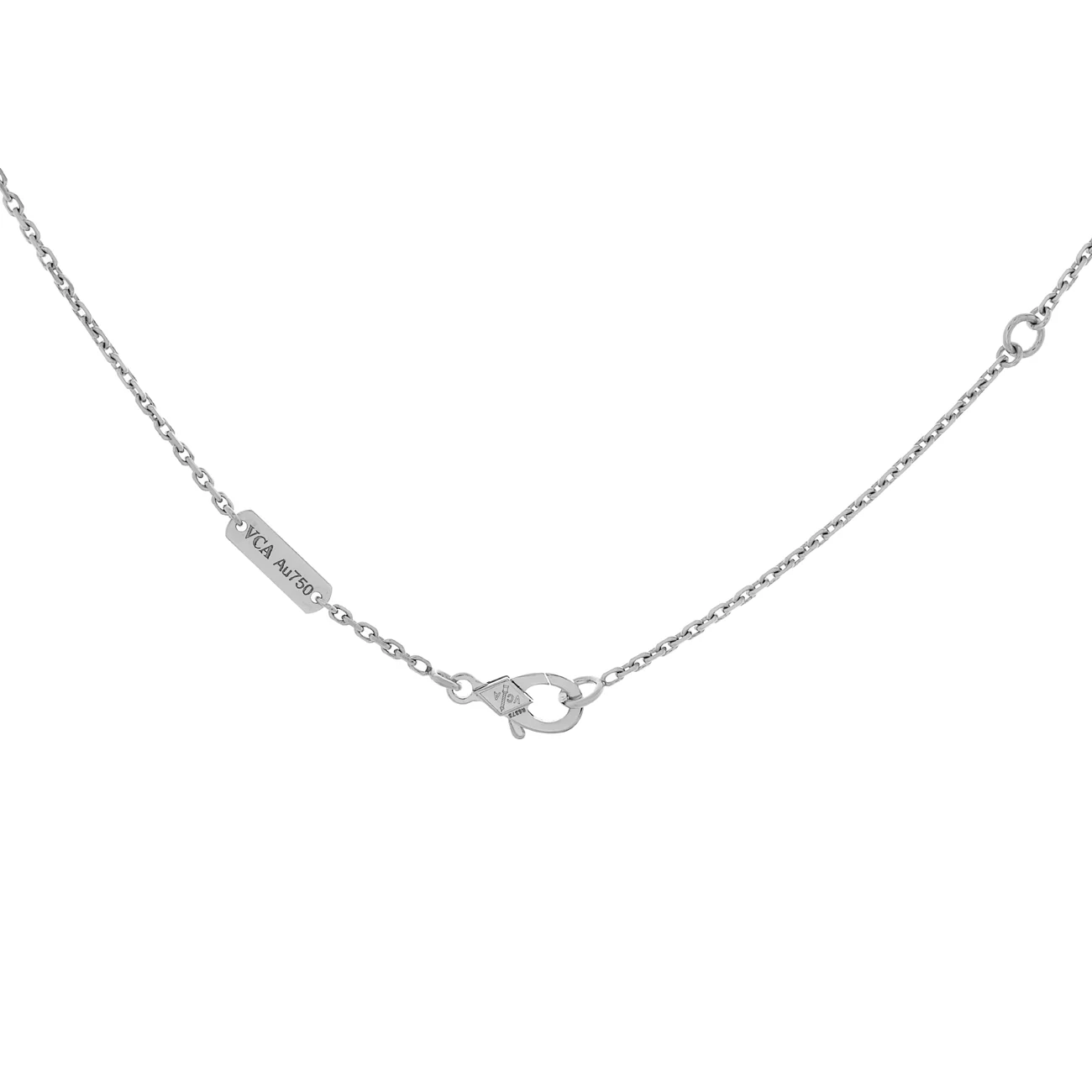 Van Cleef & Arpels 18K White Gold Guilloche Vintage Alhambra Pendant Necklace - Image 2