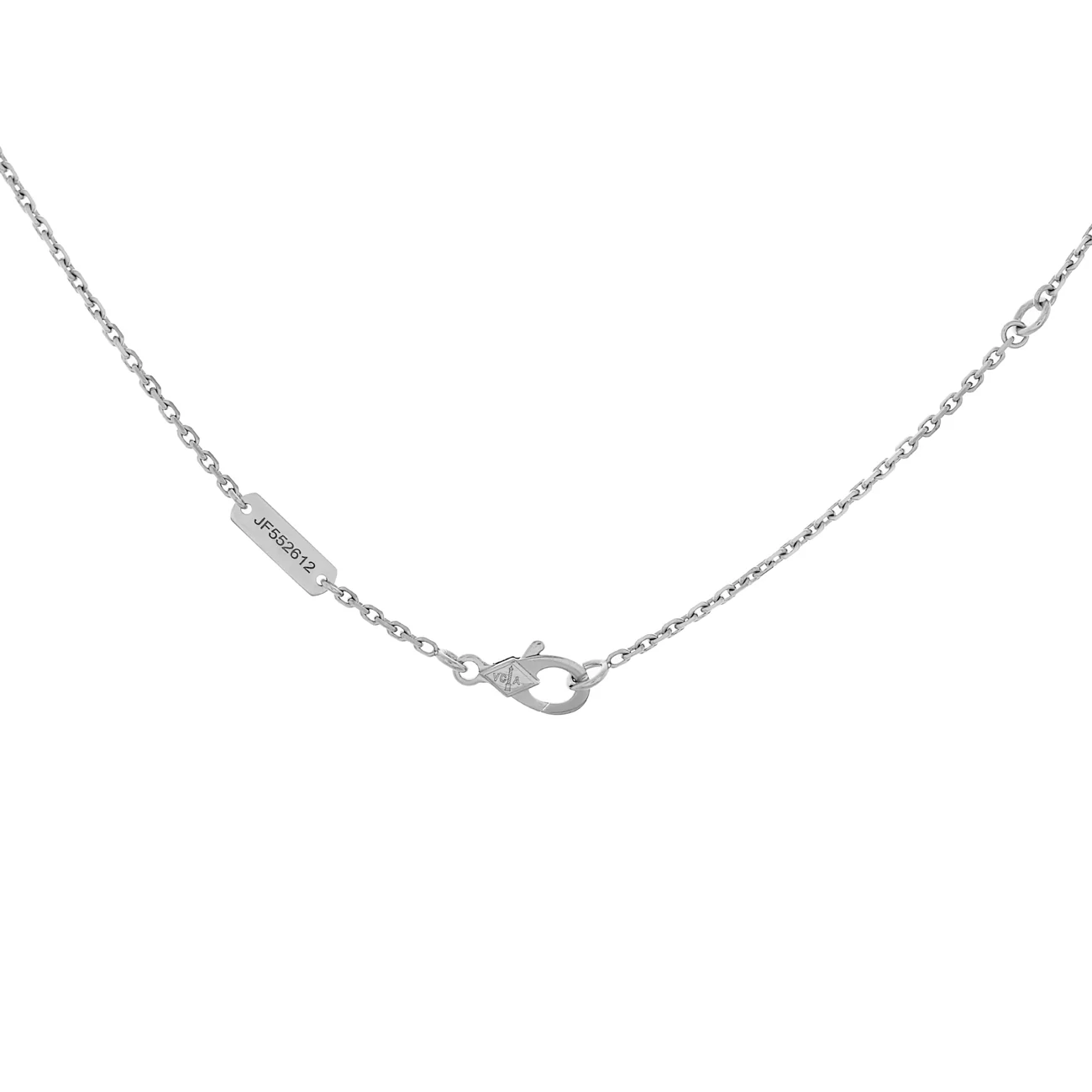 Van Cleef & Arpels 18K White Gold Guilloche Vintage Alhambra Pendant Necklace - Image 3